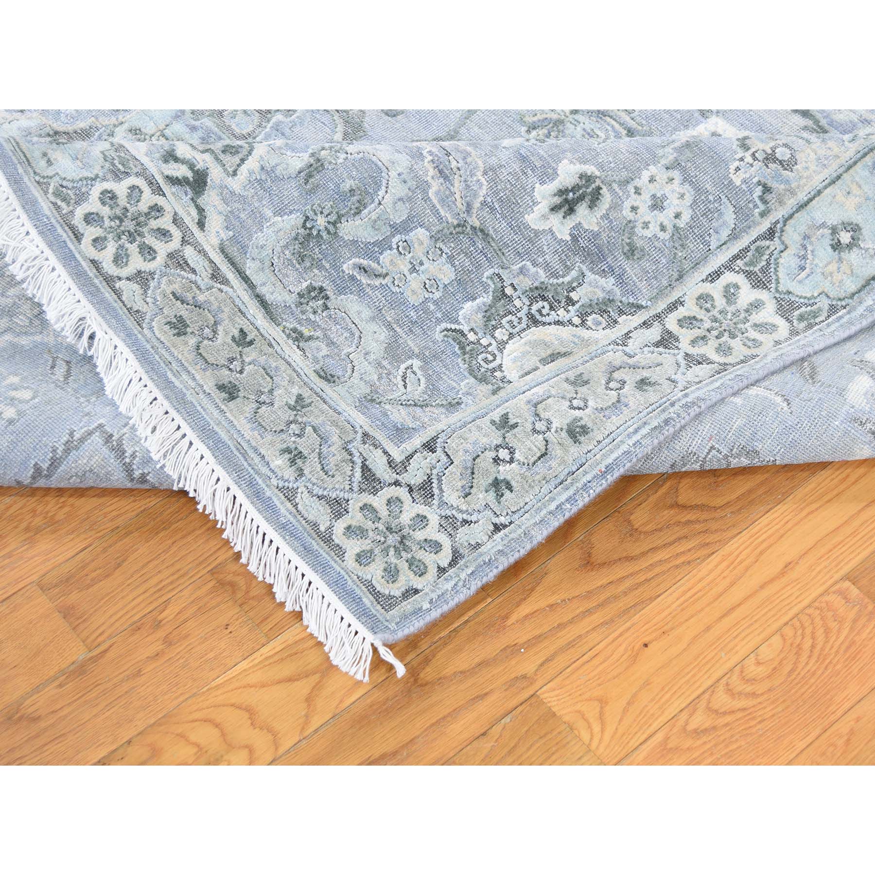 9-x12- Tone on Tone Oushak Silk With Textured Wool Hand-Knotted Oriental Rug 