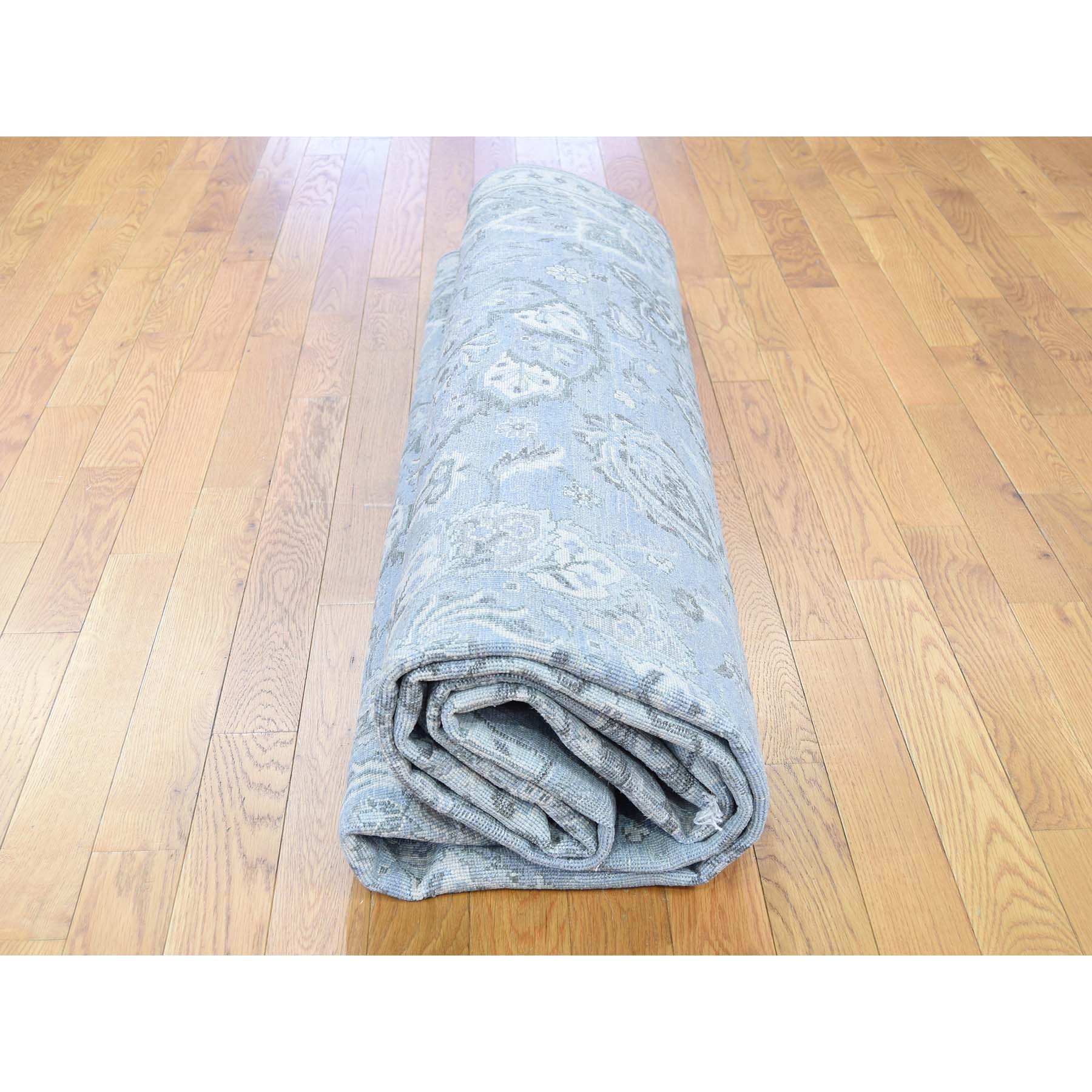 9-x12- Tone on Tone Oushak Silk With Textured Wool Hand-Knotted Oriental Rug 