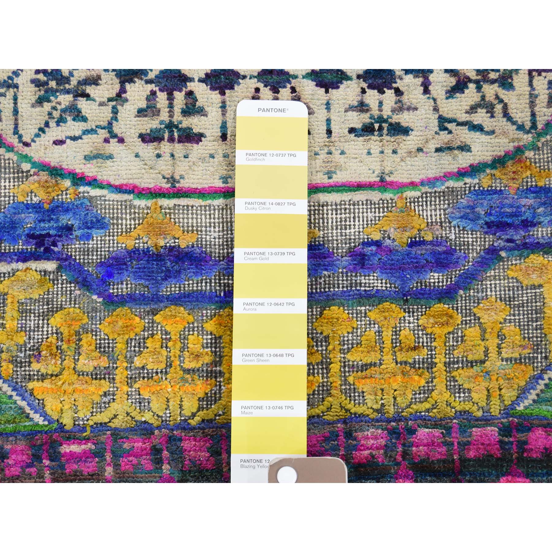 3-2 x17-4  Sari Silk with Textured Wool Mamluk Design XL Runner Oriental Rug 