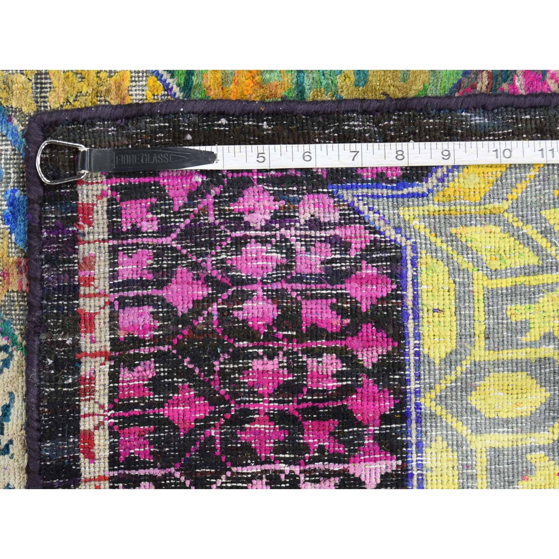 3-2 x17-4  Sari Silk with Textured Wool Mamluk Design XL Runner Oriental Rug 