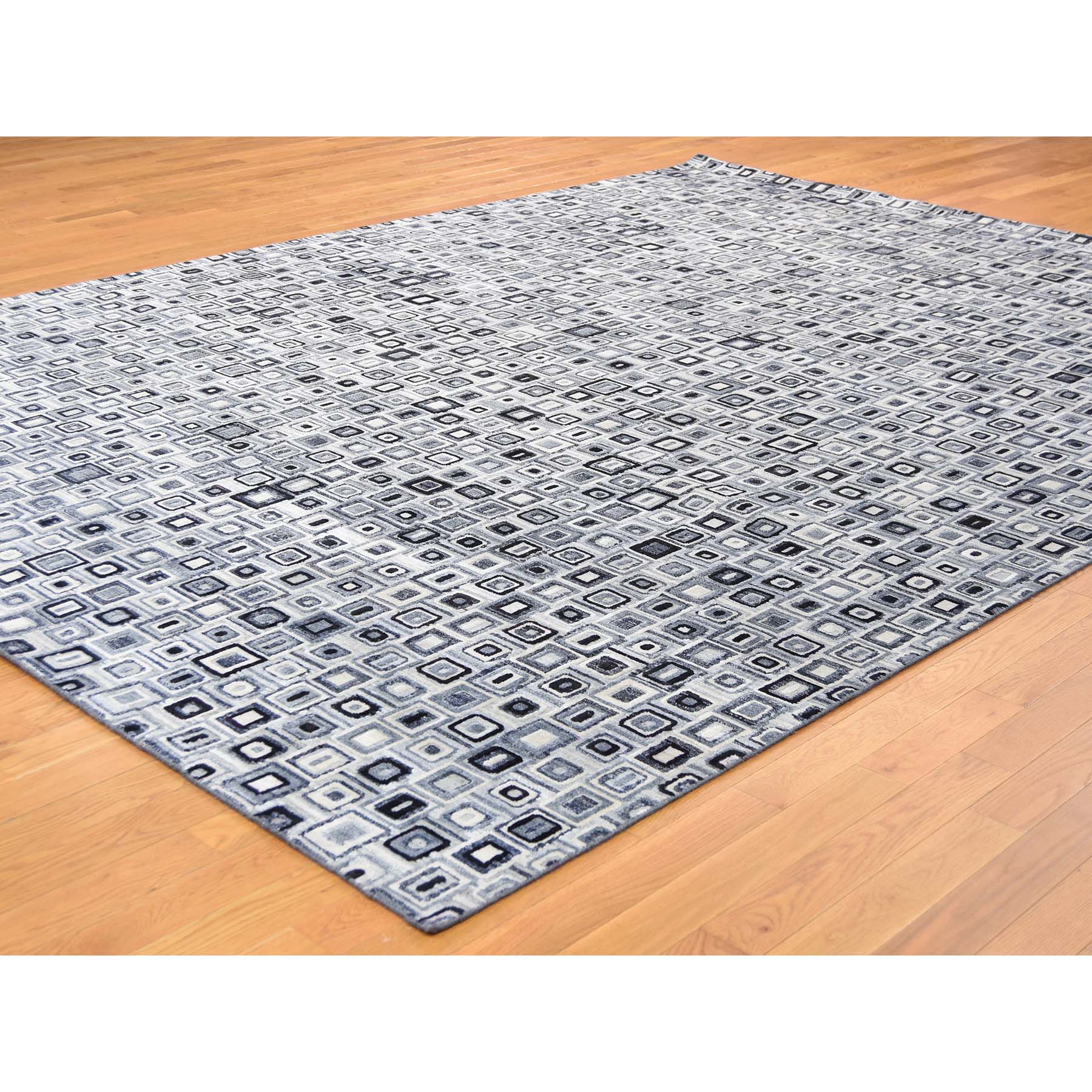 9-x12-1  THE SQUARES Real Silk Hand-Knotted Oriental Rug 