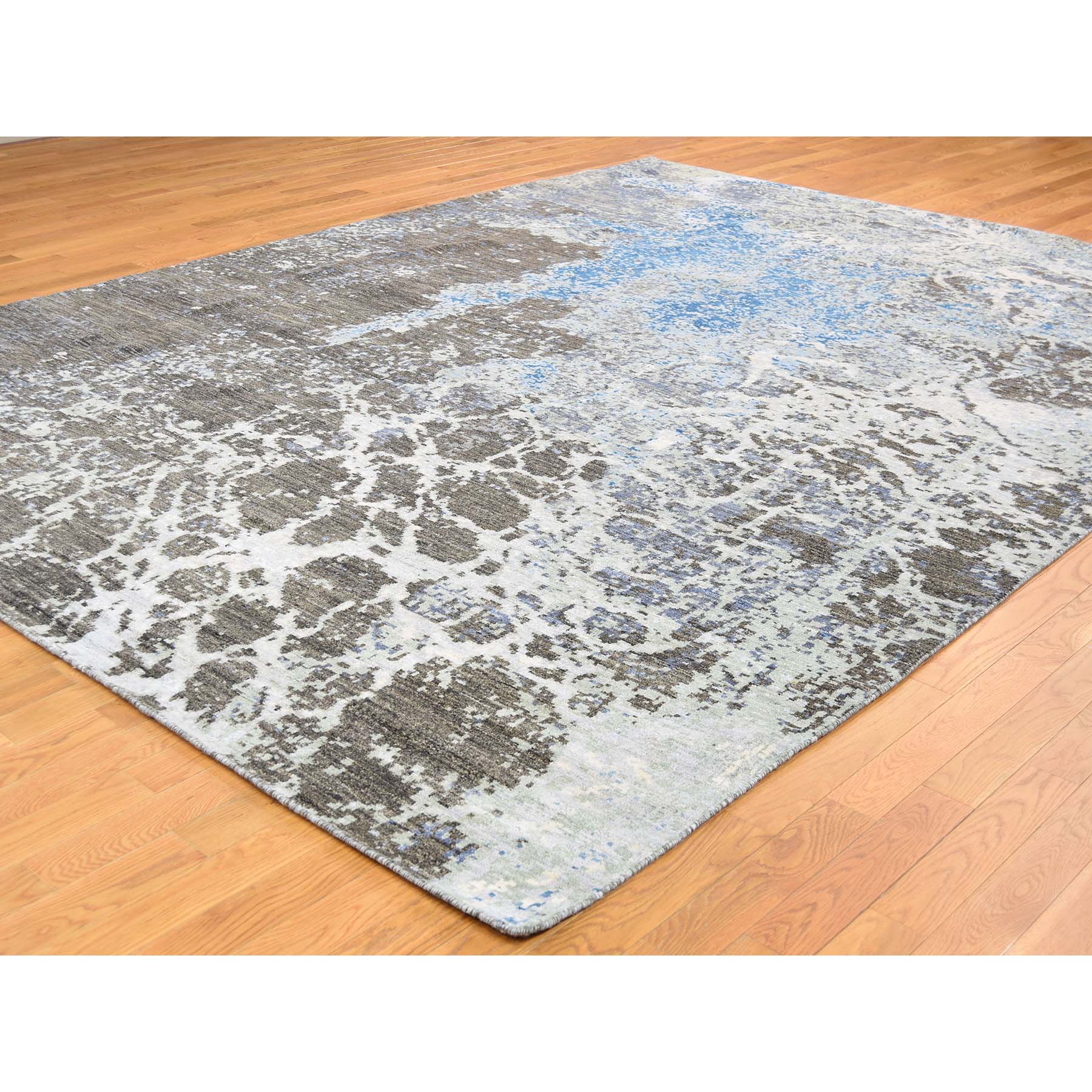 9-x12- Abstract Design Pure Wool Peshawar Hand-Knotted Oriental Rug 