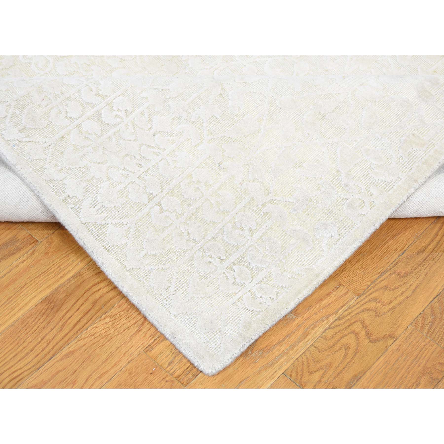 9-1 x12- Hand-Knotted Tone on Tone Pure Silk with Oxidized Wool Oriental Rug 