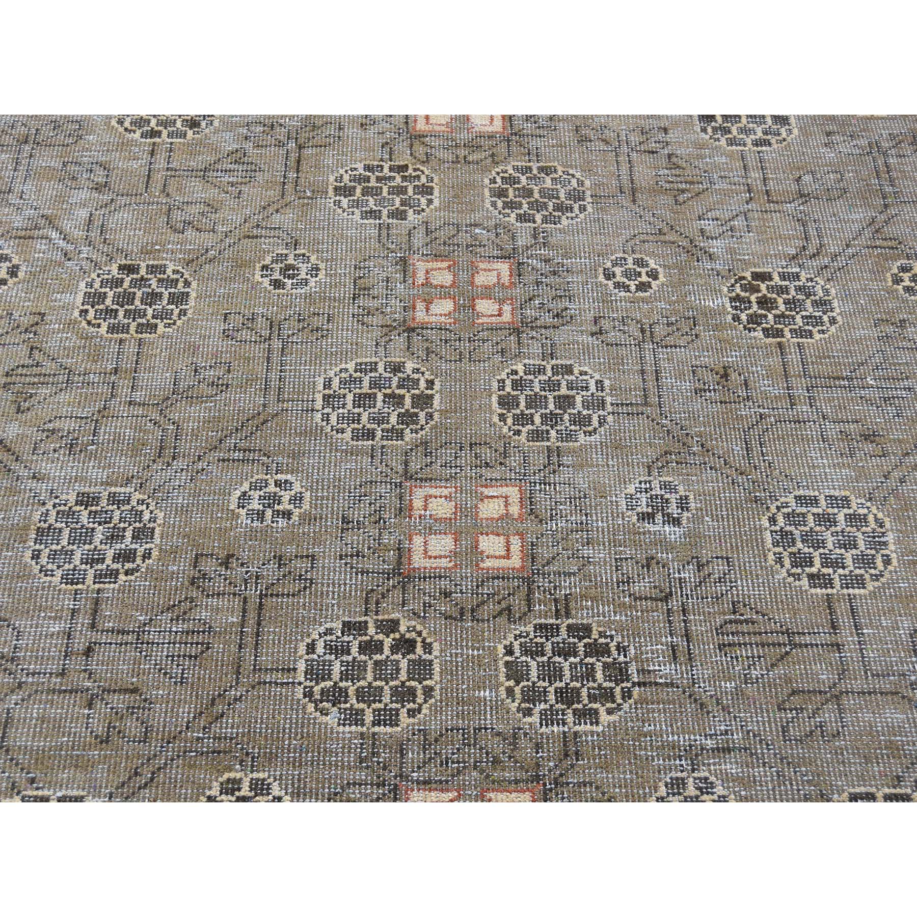 9-2 x11-10  Vintage Khotan with Pomegranate Design Zero Pile Distressed Oriental Rug 