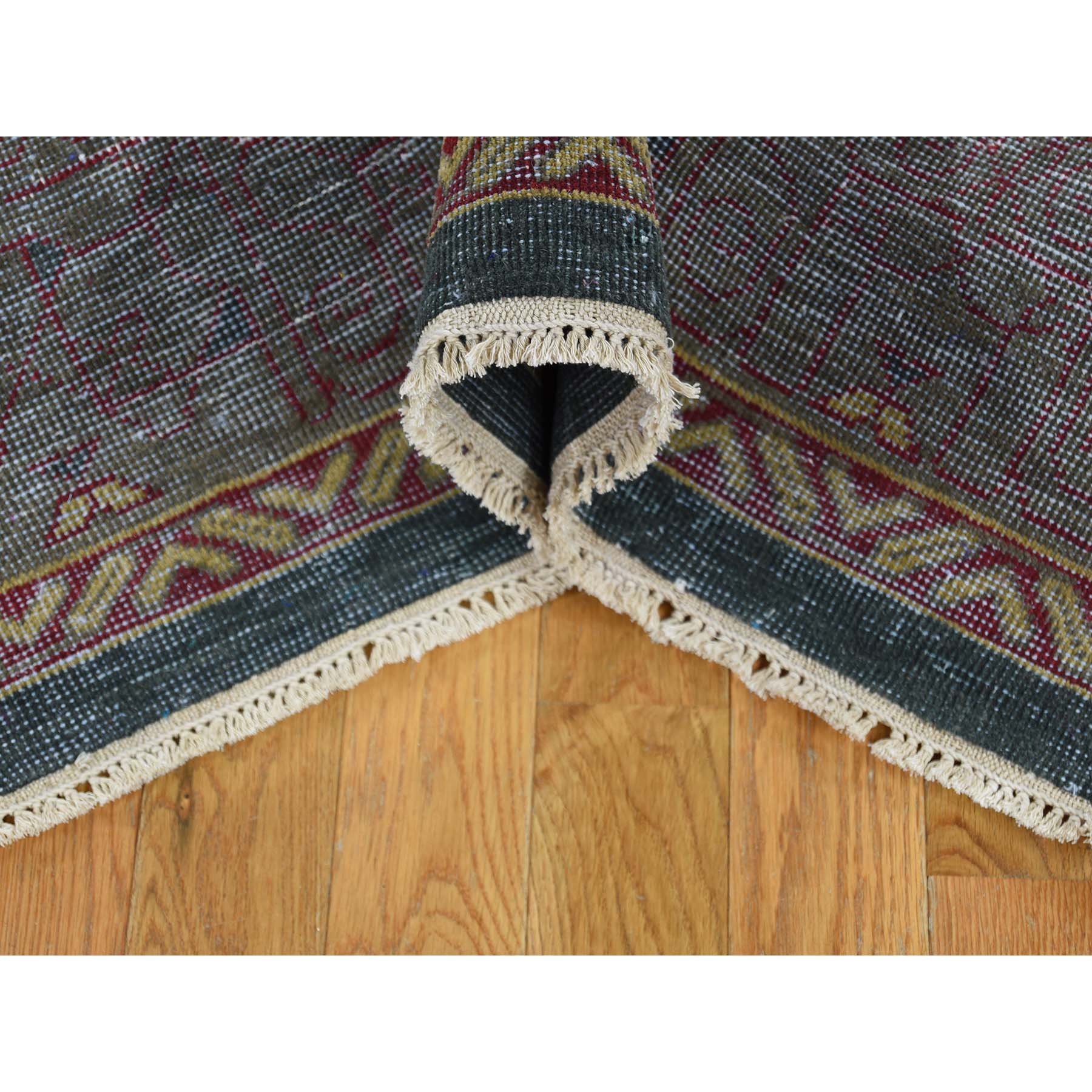 9-1 x11-10  Vintage Look Mamluk Zero Pile Shaved Low Worn Wool Rug 
