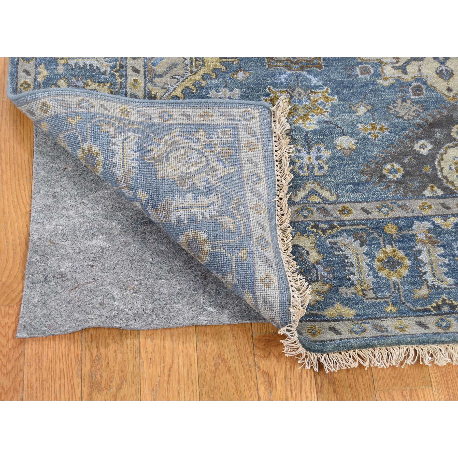 5-x6-9  Hand-Knotted Karajeh Pure Wool Denim Blue Oriental Rug 