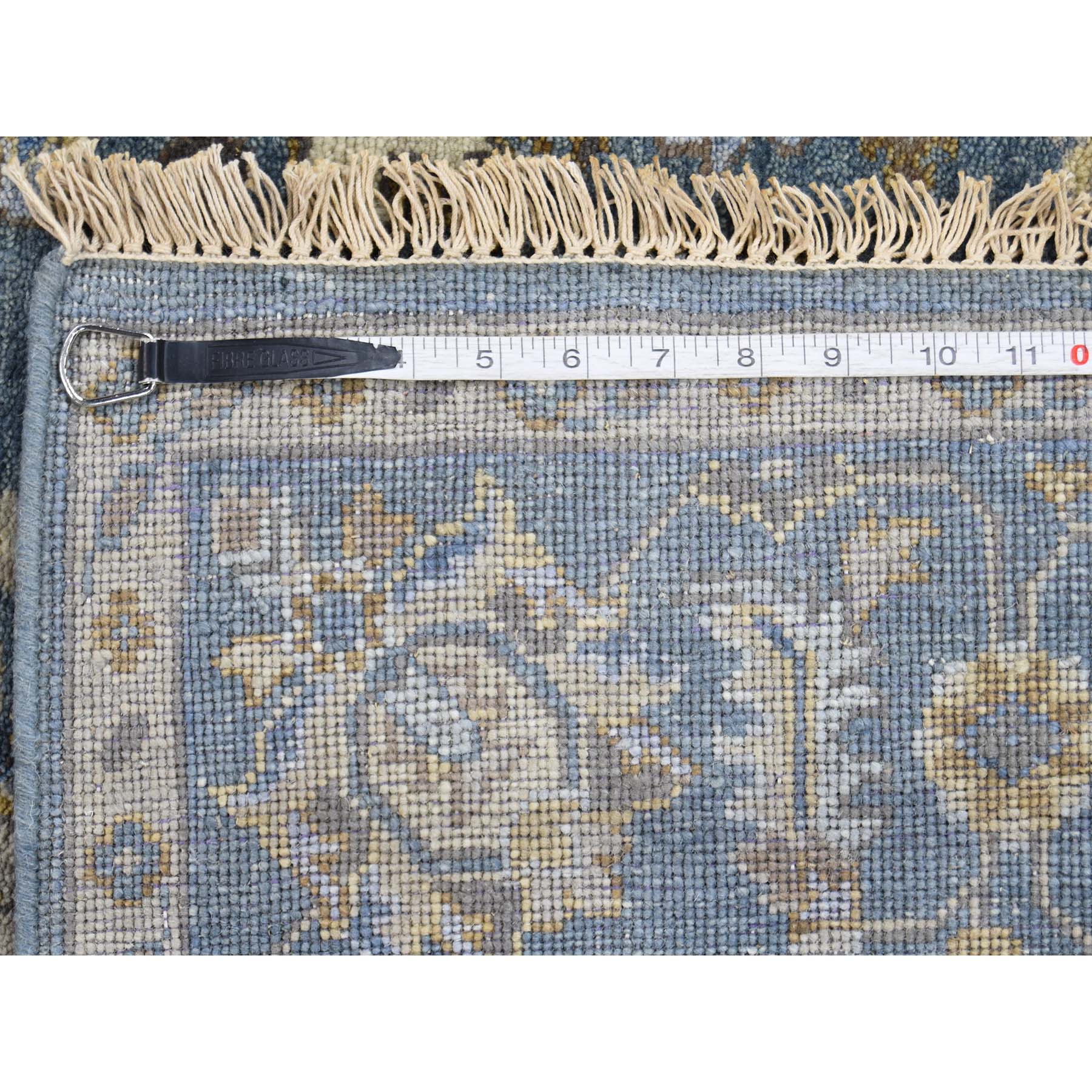 5-x6-9  Hand-Knotted Karajeh Pure Wool Denim Blue Oriental Rug 
