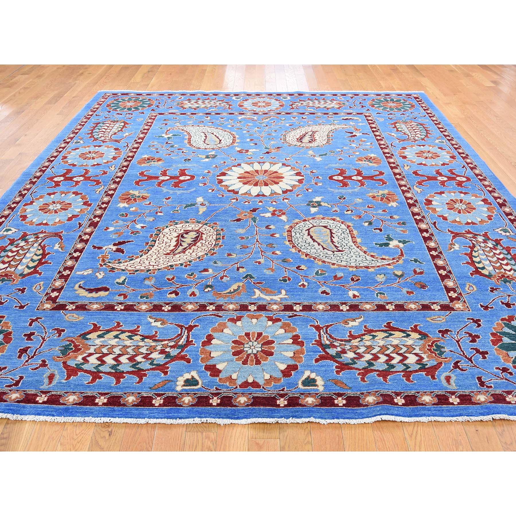 8-2 x10-2  Hand-Knotted Peshawar with Suzani Design Pure Wool Oriental Rug 