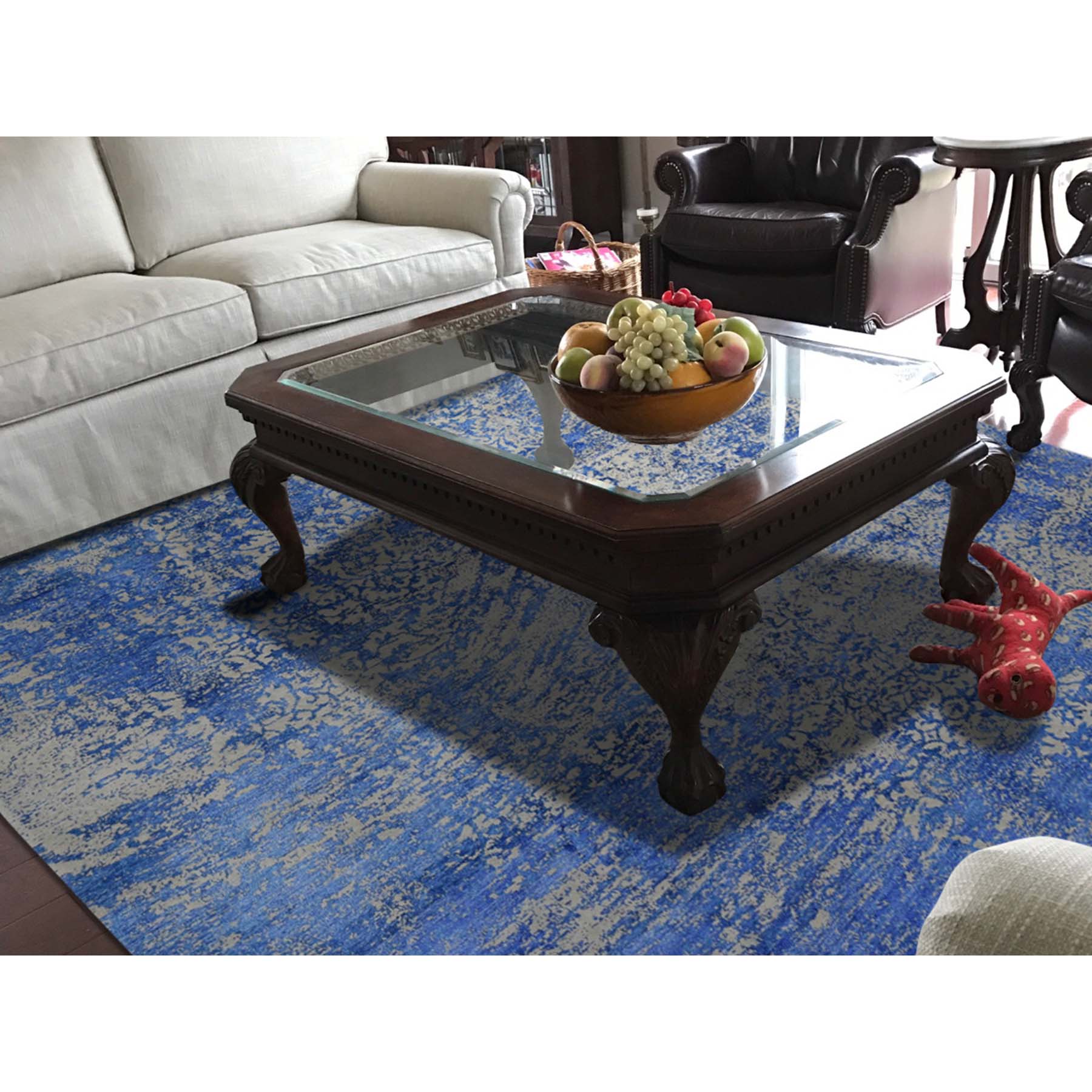 8-1 x9-10  Hand-Knotted Abstract Design Tone on Tone Wool and Silk Oriental Rug 