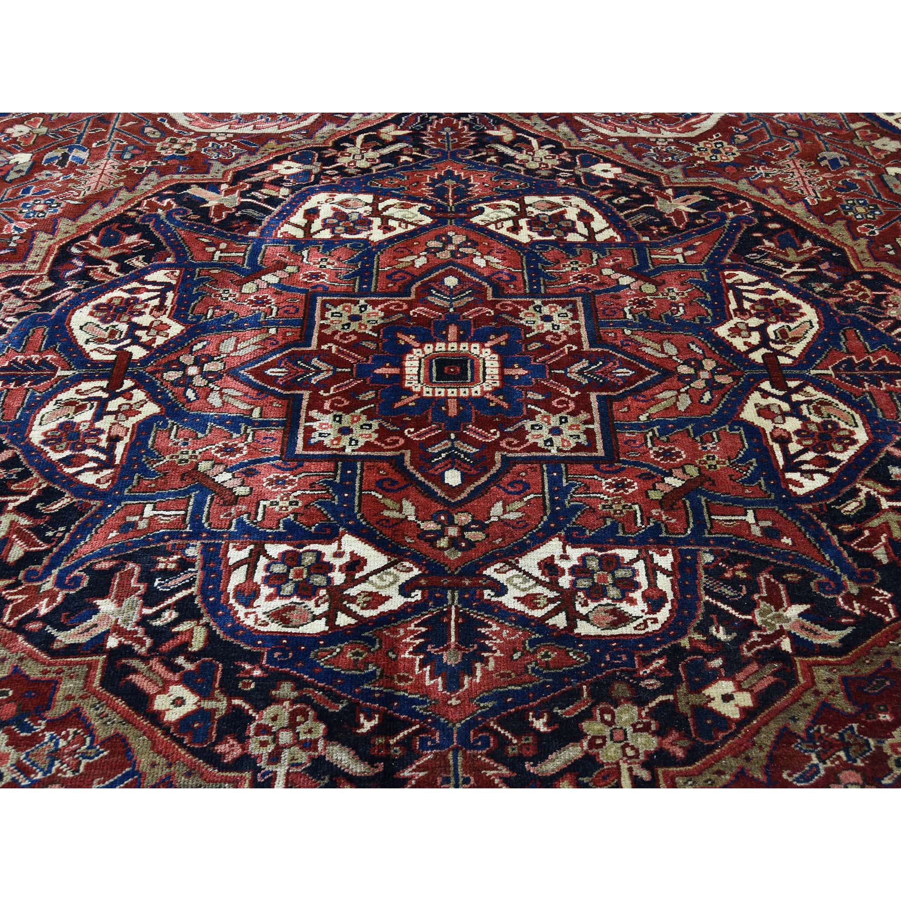 10-4 x13-3  Hand-Knotted Vintage Persian Heriz Even Wear Clean Circa 1930 Oriental Rug 