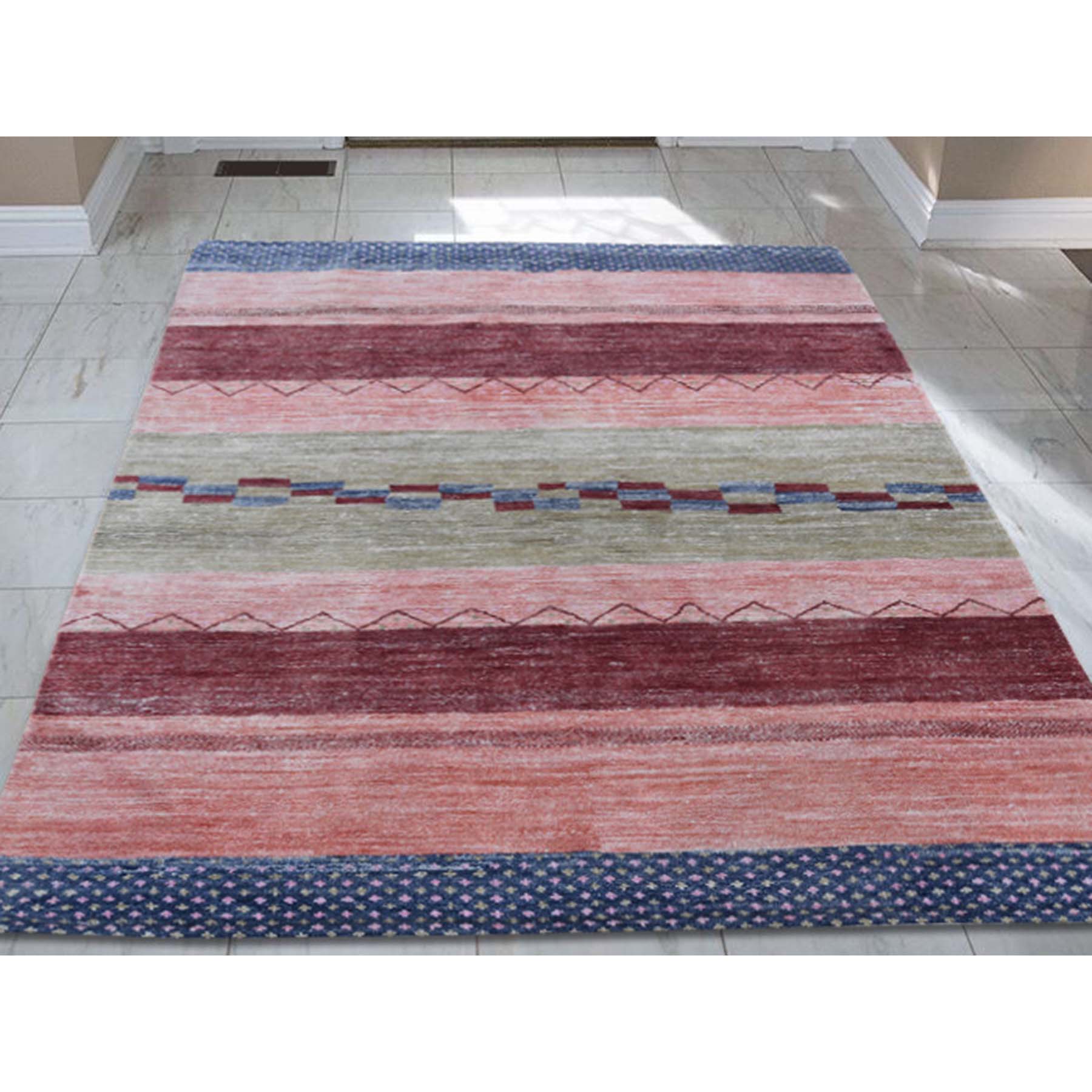 3-9 x5-9  Hand-Loomed Gabbeh Design Colorful Pure Wool Oriental Rug 