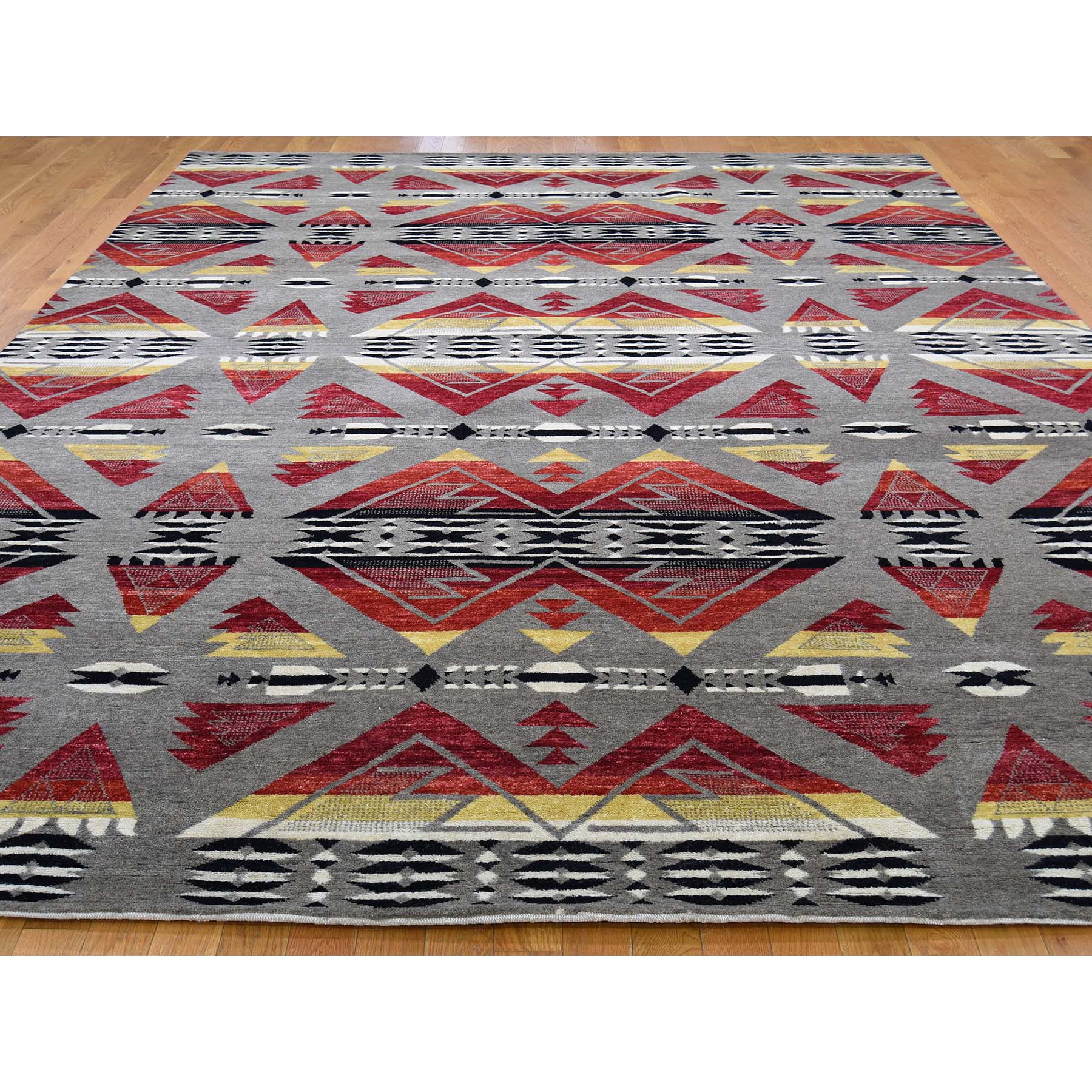 8-10 x12- Hand-Knotted Southwestern Design Pure Wool Oriental Rug 