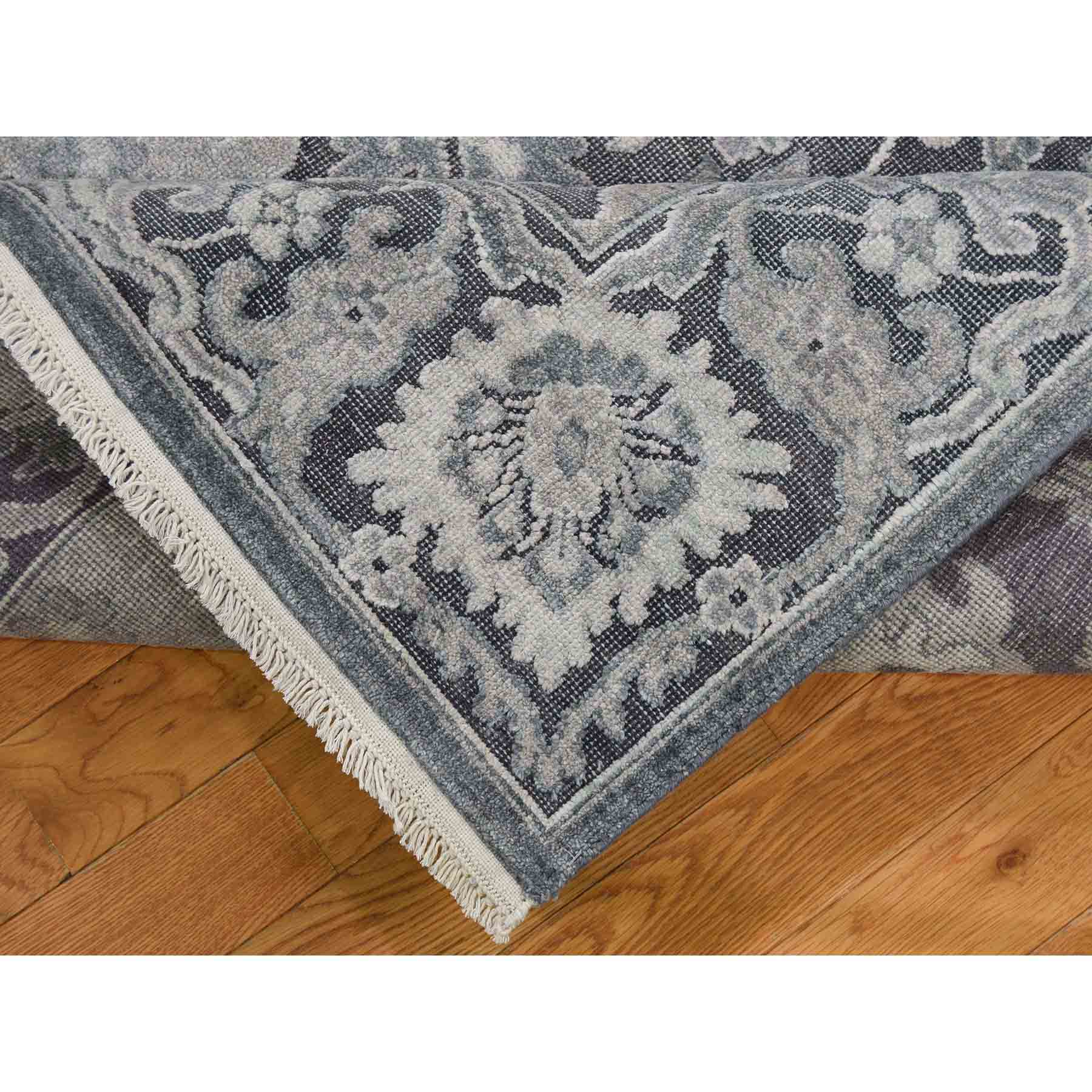 9-x11-10  Hand-Knotted Oushak Influence Silk with Textured Wool Oriental Rug 
