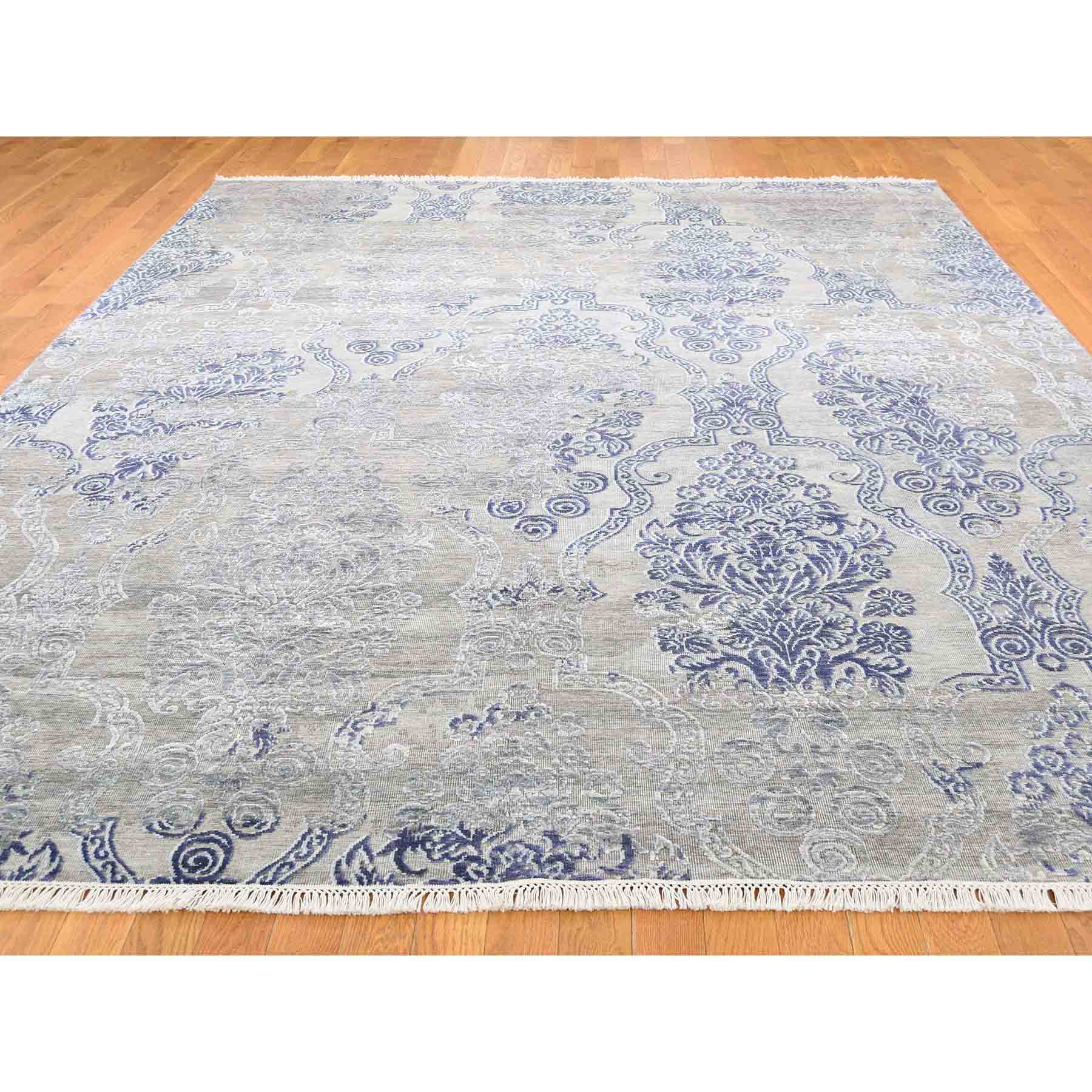 8-x10-4  Silk with Textured Wool Hand-Knotted Transitional Rug 