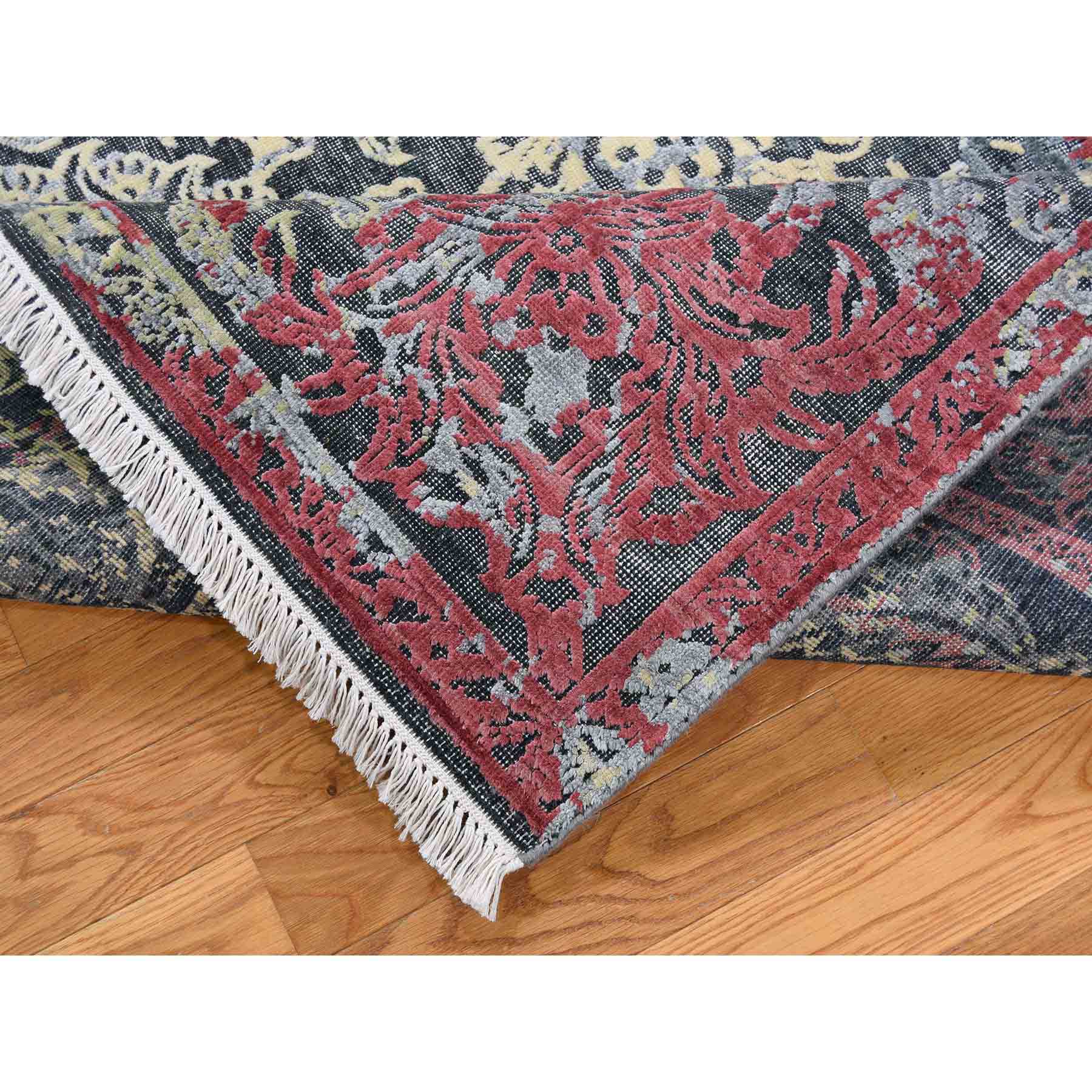 8-1 x10- Hand-Knotted Broken Design Silk with Textured Wool Transitional Rug 