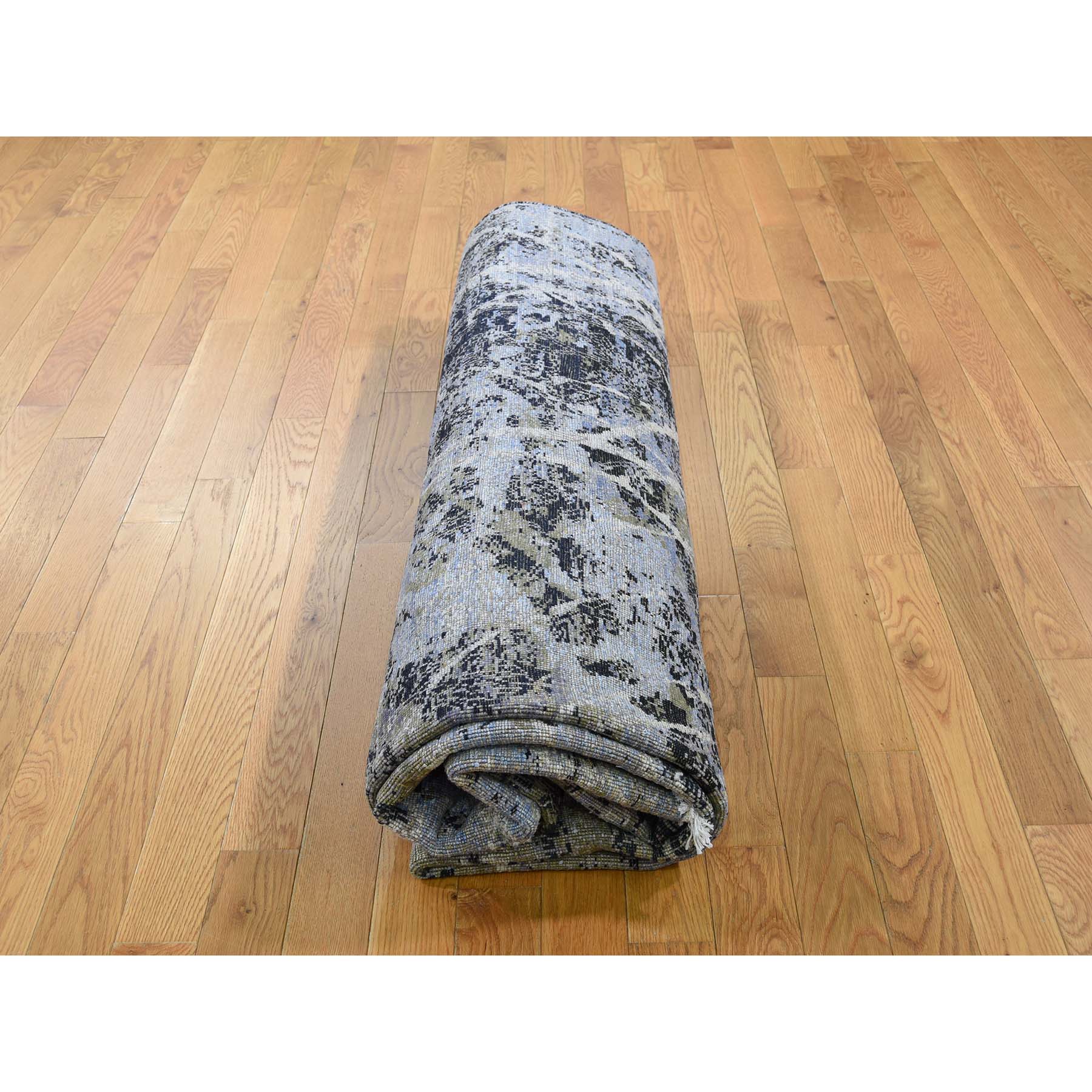 8-x10-1  Hand-Knotted Silk With Oxidized Wool Transitional Rug 