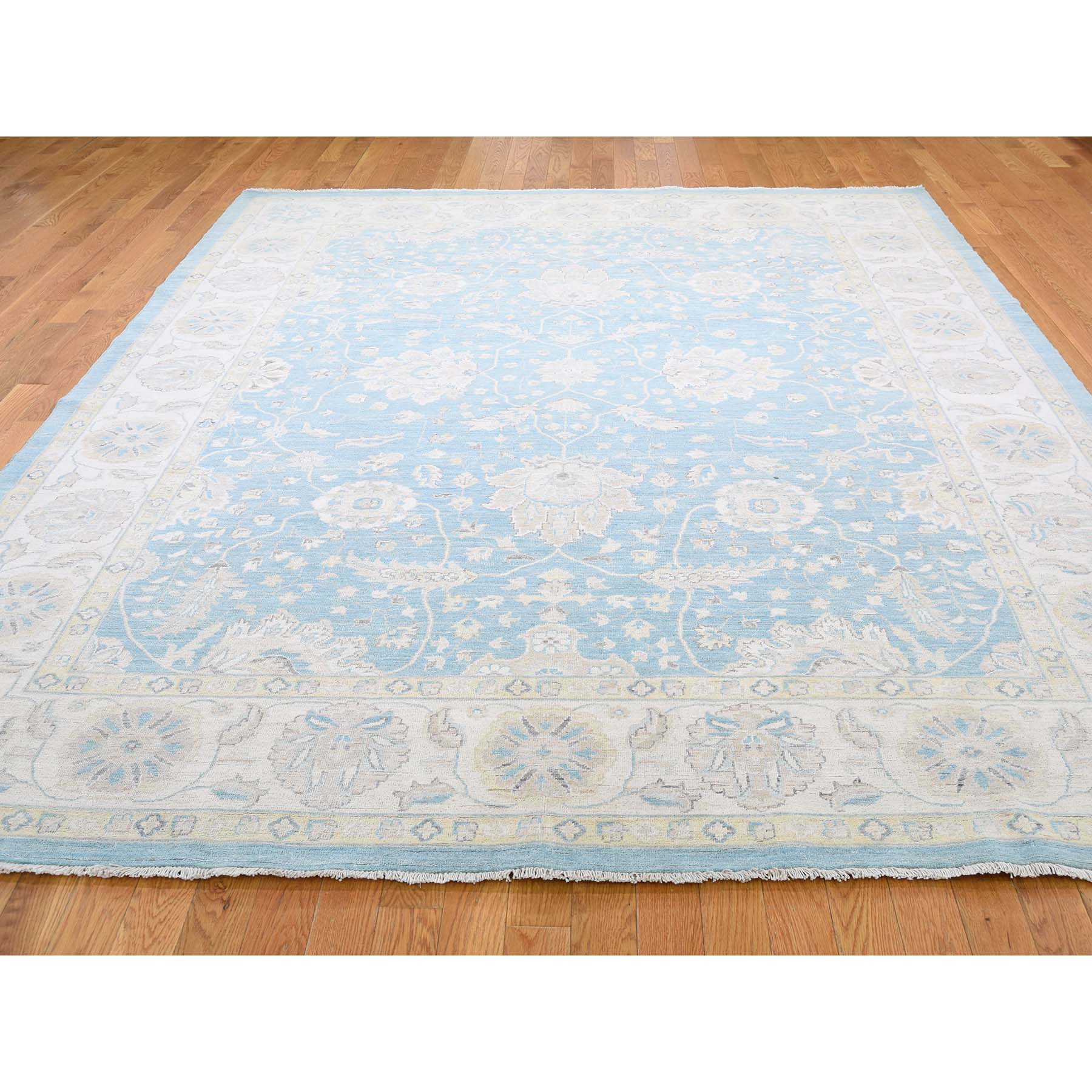 8-x9-9  Peshawar with Oushak Design Sky Blue Hand-Knotted Oriental Rug 