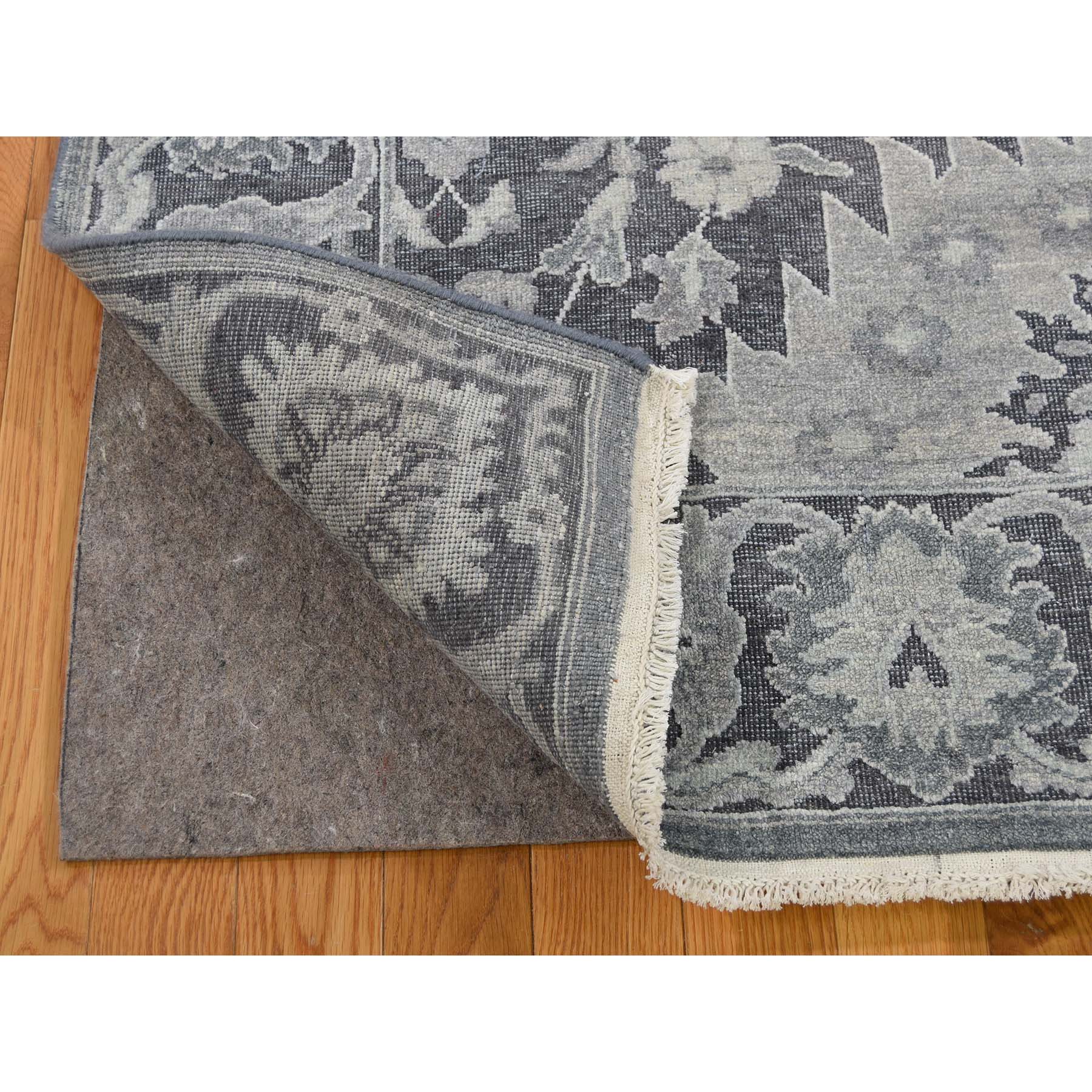 7-10 x10-4  Hand-Knotted Oushak Influence Silk with Textured Wool Oriental Rug 