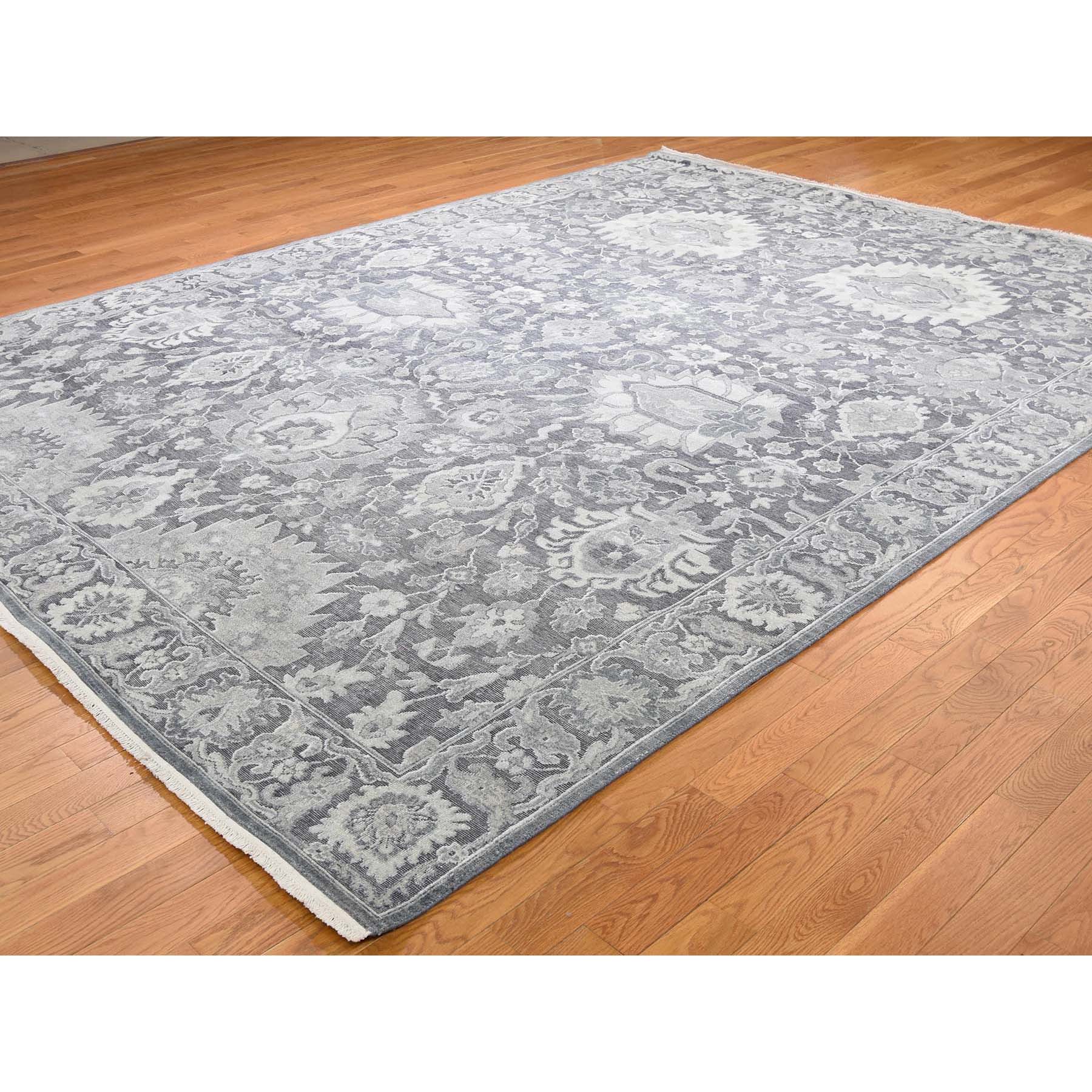 8-10 x12- Hand-Knotted Oushak Influence Silk with Oxidized Wool Oriental Rug 