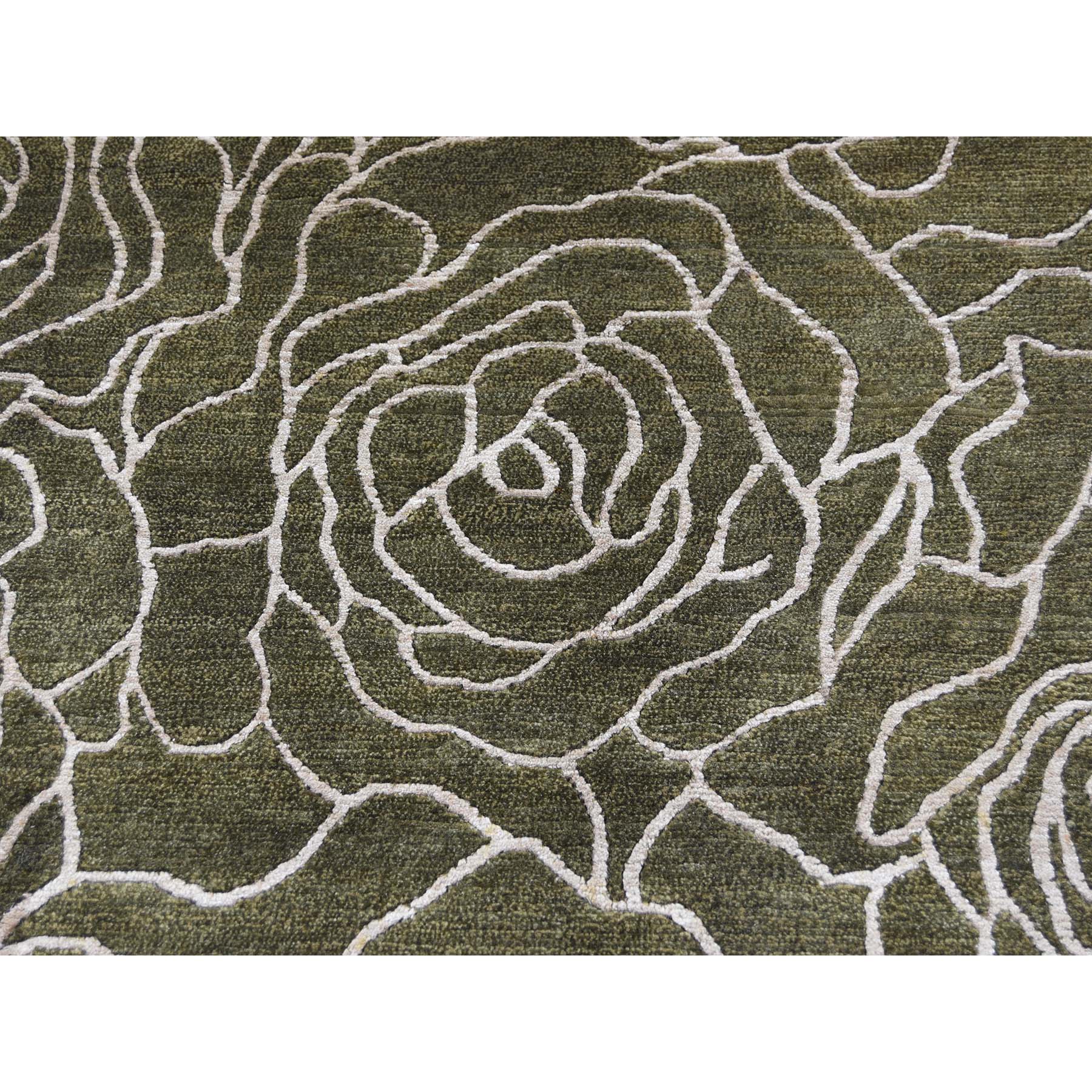 8-x9-10  Hand-Knotted Modern Rose Design Wool And Silk Oriental Rug 