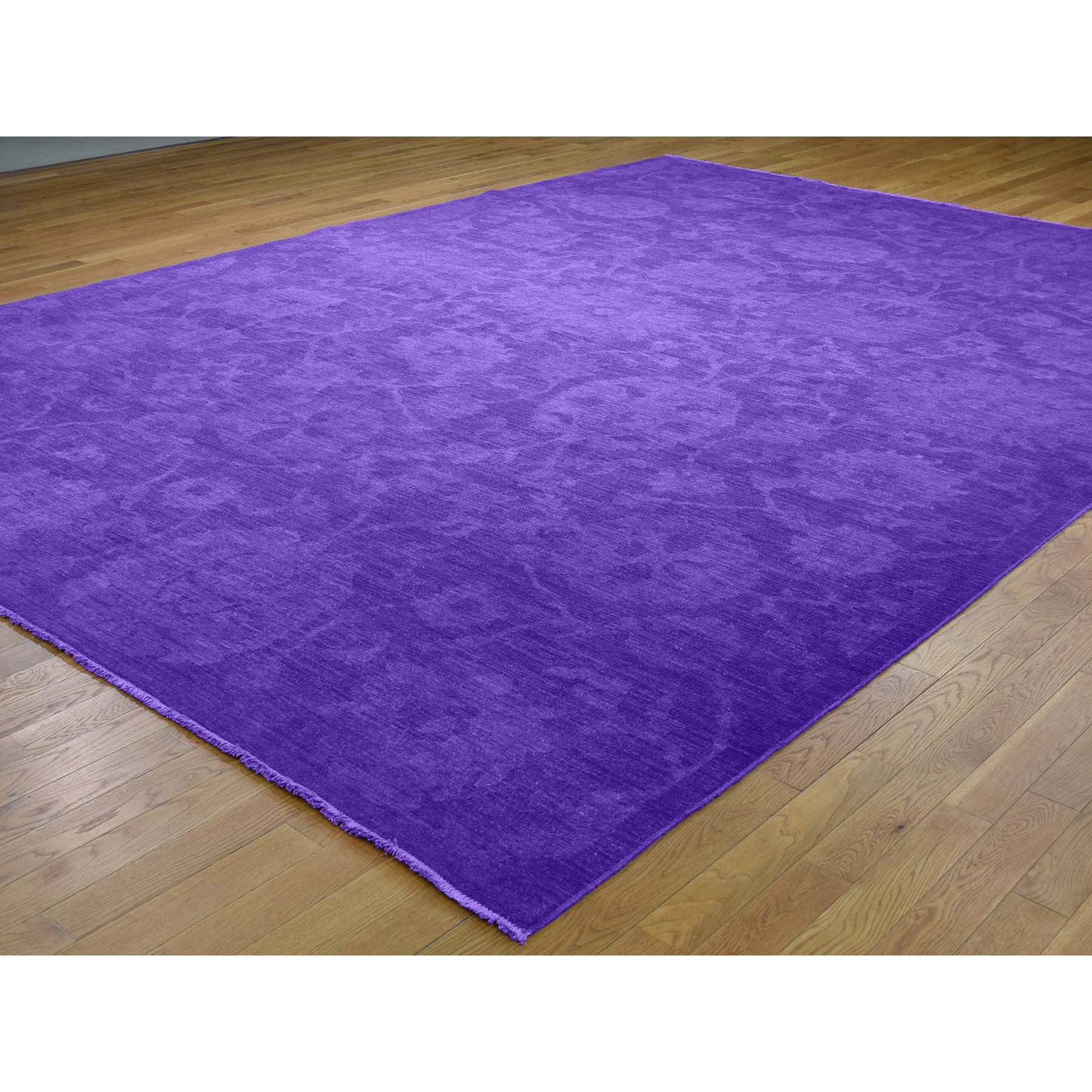 10-2 x14- Hand Knotted Overdyed Peshawar With Mahal Design Purple Oriental Rug 