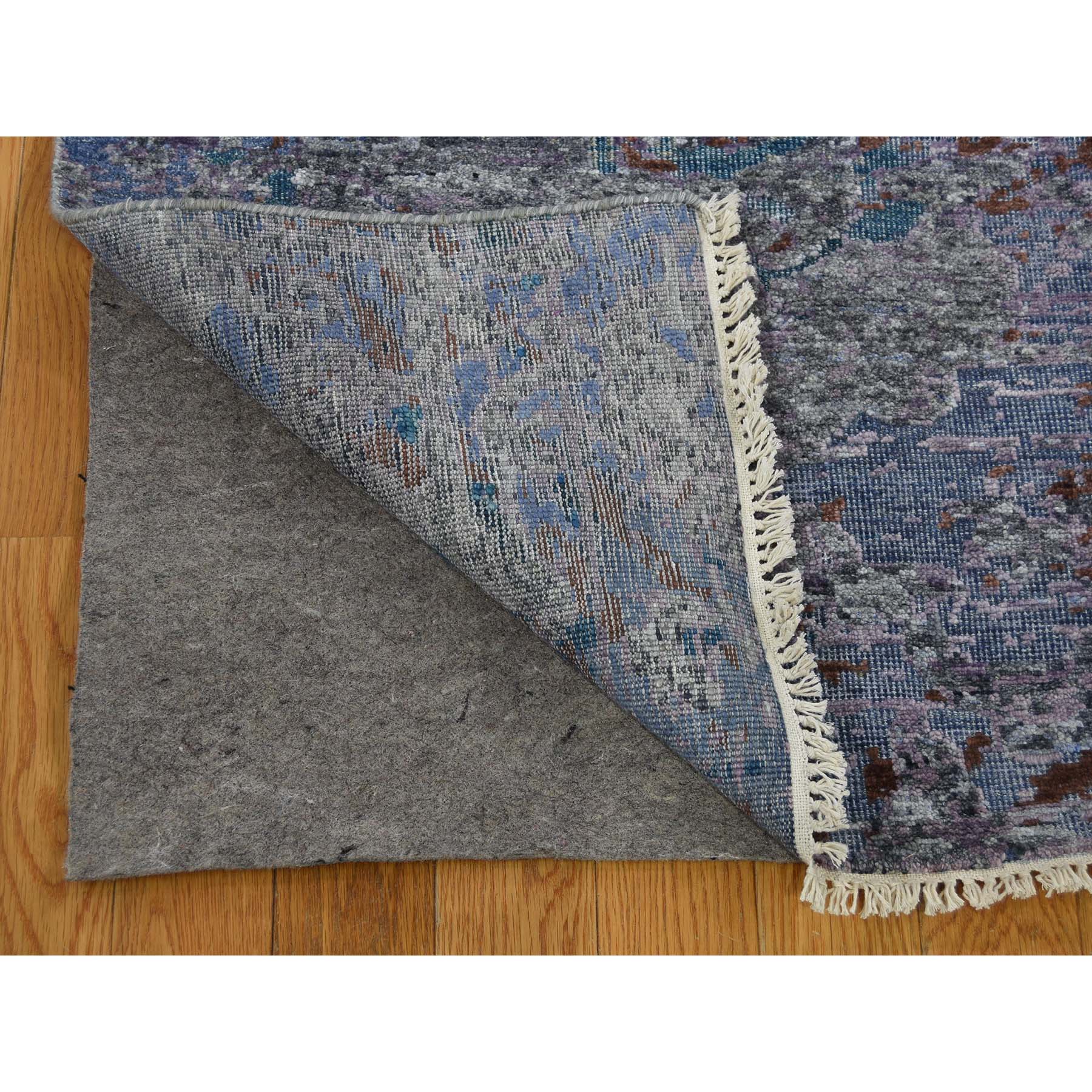 8-9 x11-10  Hand-Knotted Abstract Design Silk With Textured Wool Oriental Rug 