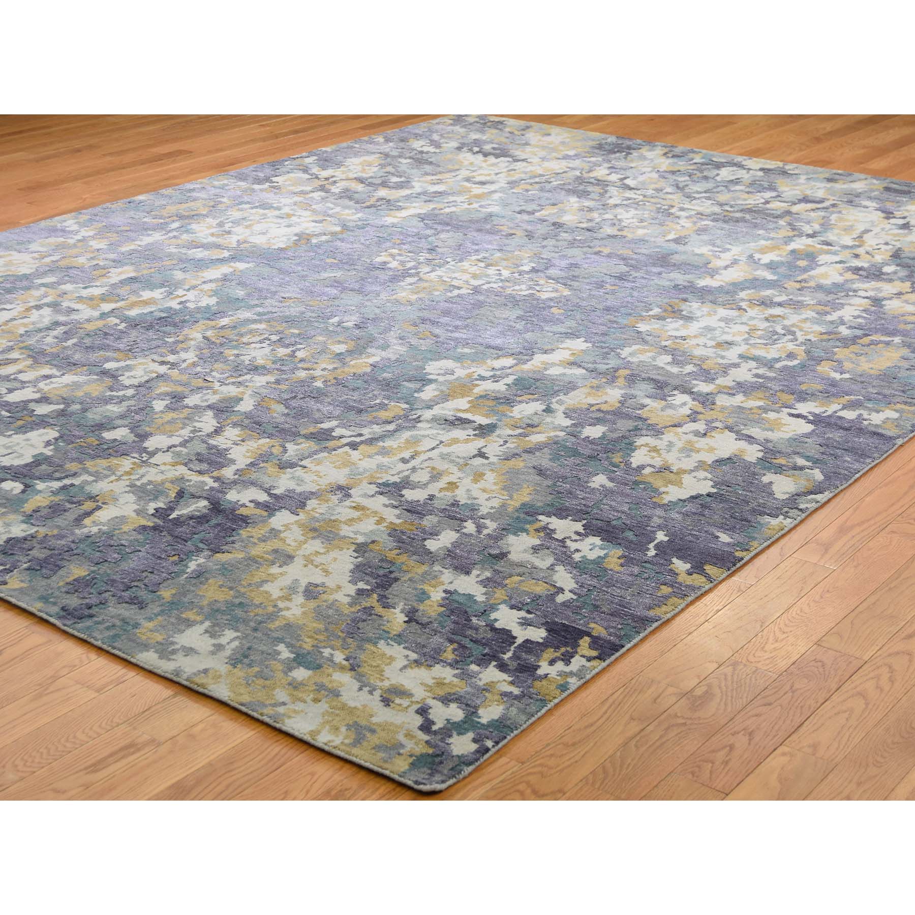 8-10 x11-7  Abstract Design Wool And Silk Hand-Knotted Oriental Rug 