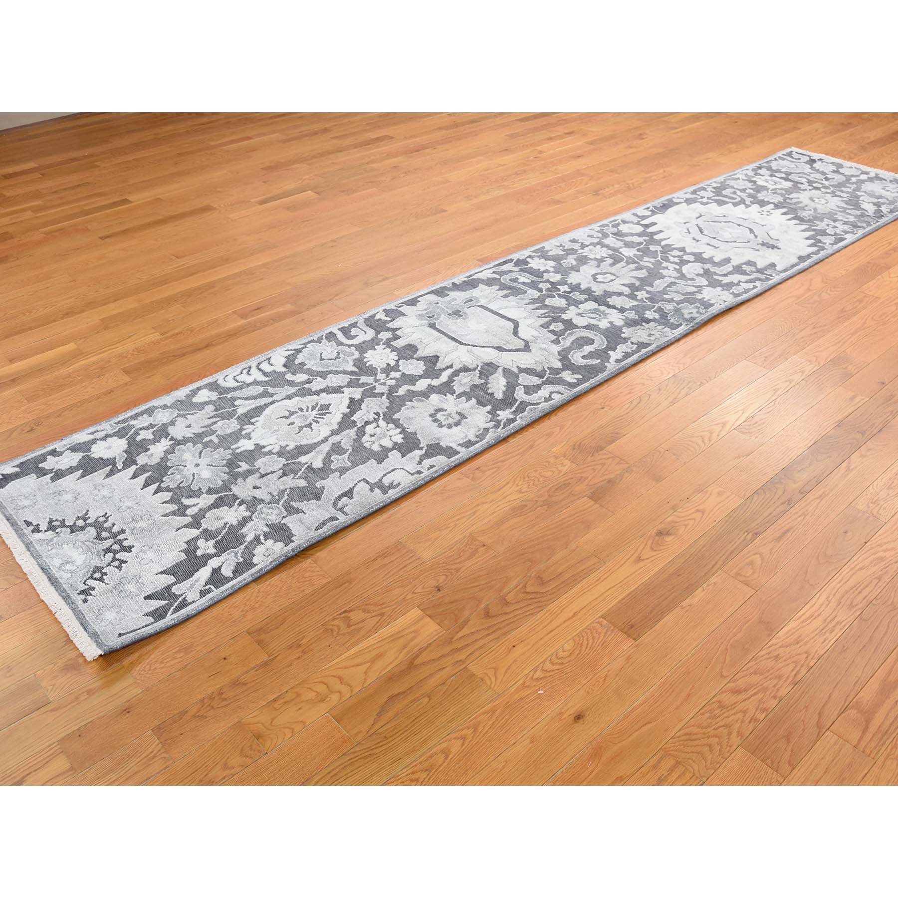 2-6 x11-10  Hand-Knotted Oushak Influence Silk with Oxidized Wool Oriental Runner Rug 