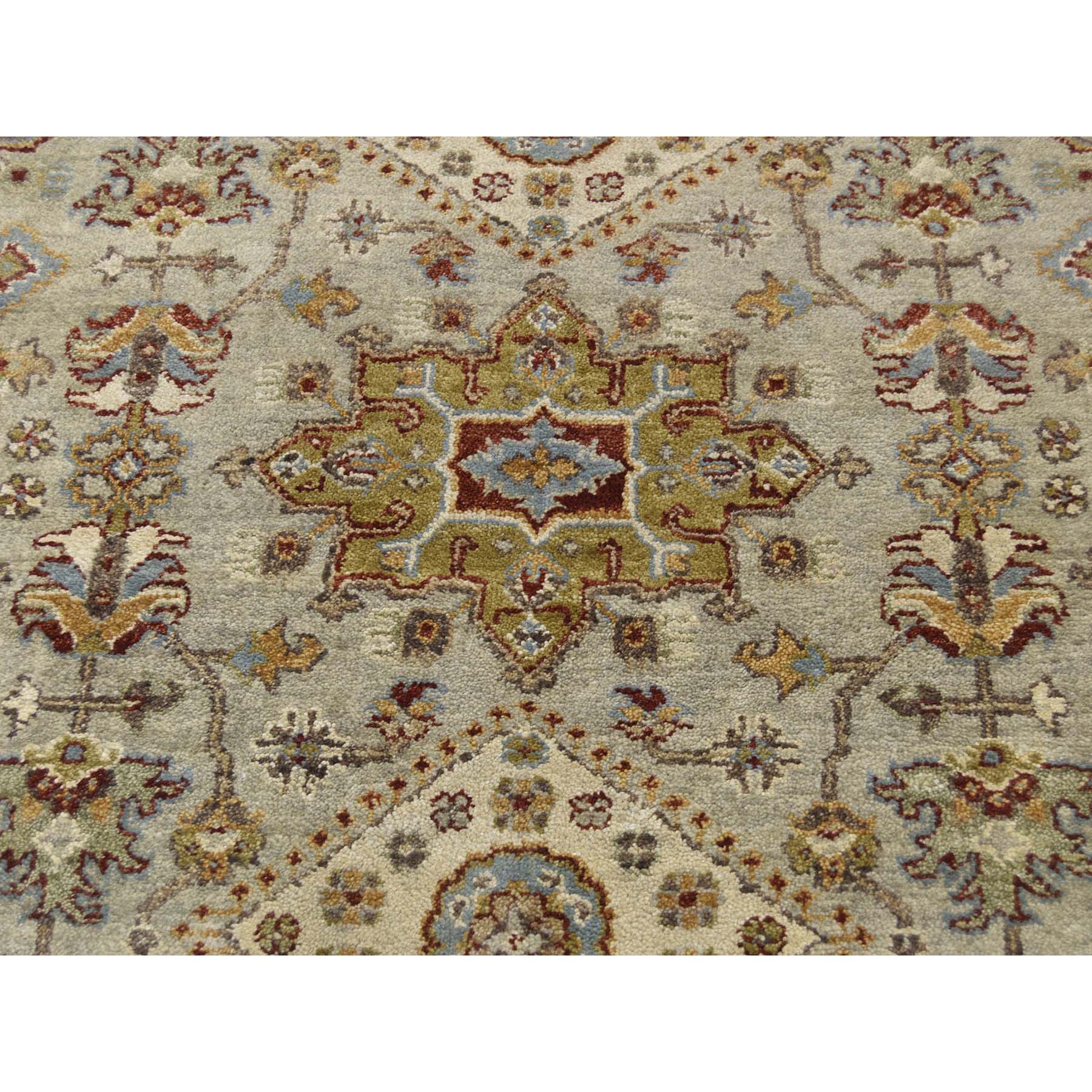 8-x8- Hand-Knotted Silver Karajeh Design Pure Wool Round Oriental Rug 