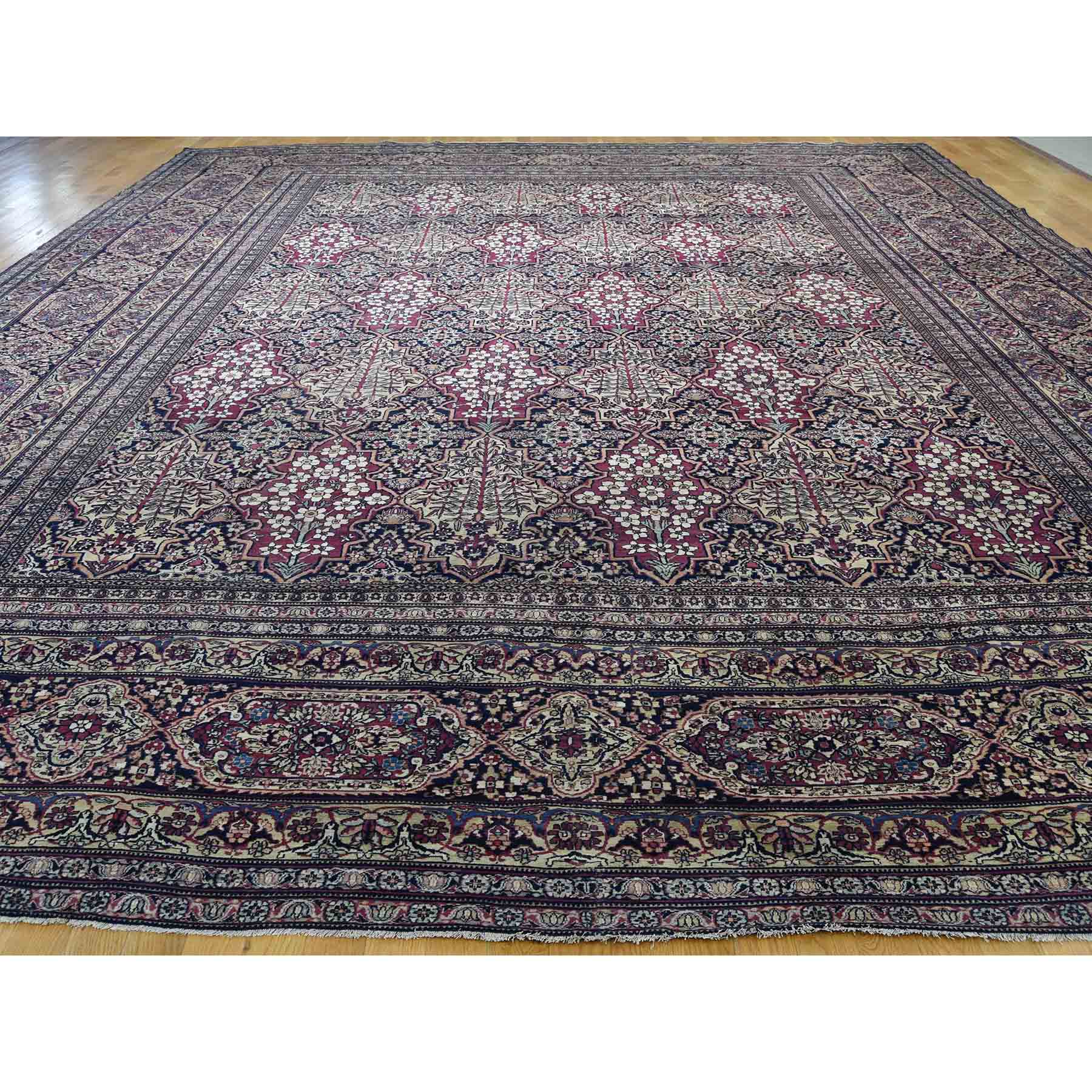 14-x16-9  Antique Persian Kerman Shah Good Condition Even Wear Hand-Knotted Oversize Oriental Rug 
