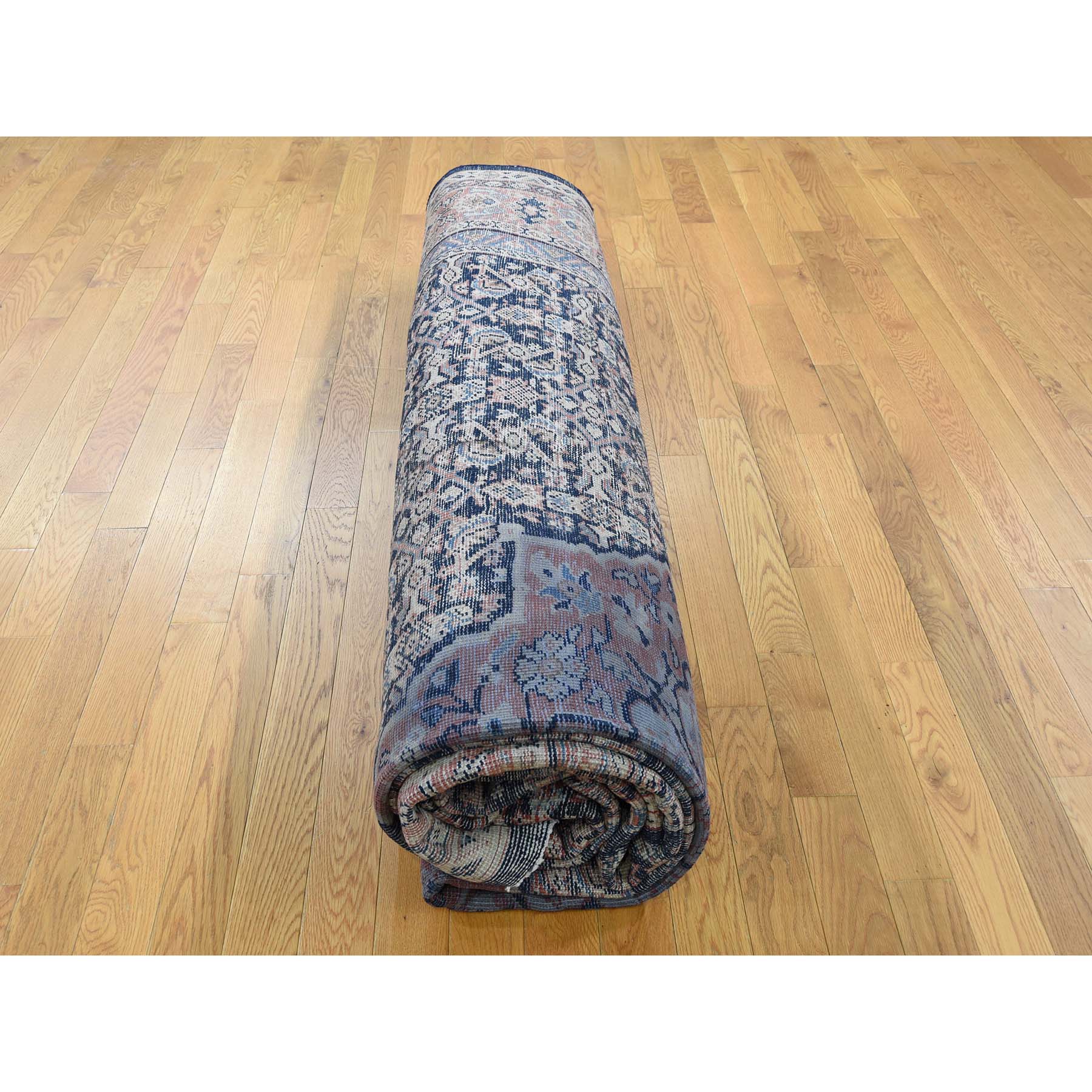 11-x14-3  Antique Persian Mahal Even Wear Navy Blue Hand-Knotted Oriental Rug 