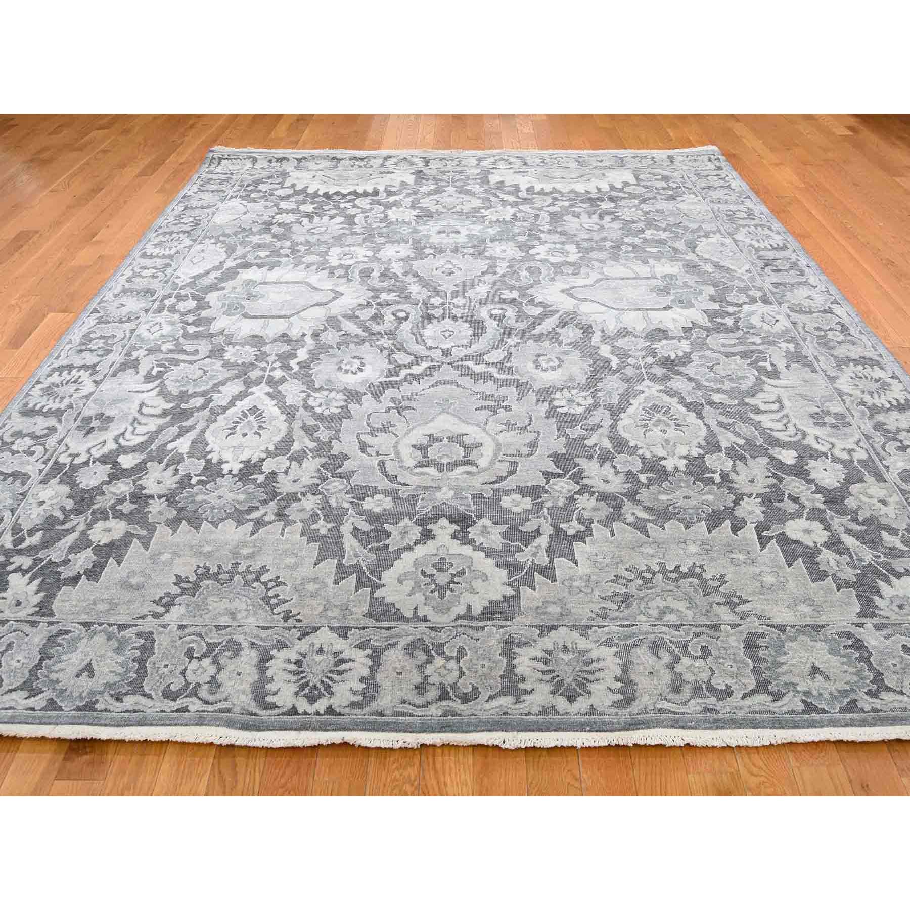 7-9 x10- Hand-Knotted Oushak Influence Silk with Oxidized Wool Oriental Rug 