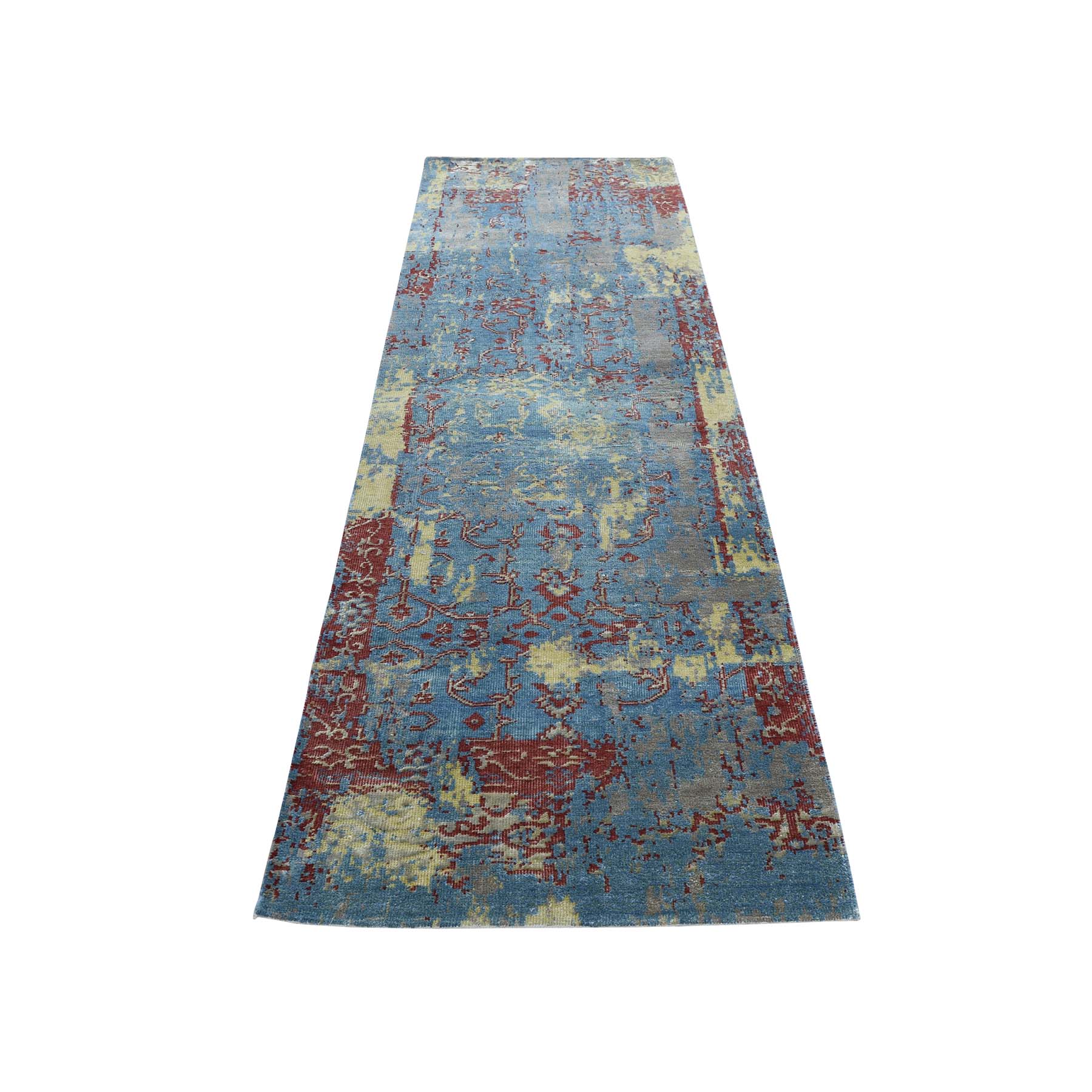 2-5 x7-10  Hand-Knotted Silk With Oxidized Wool Broken Design Rug 