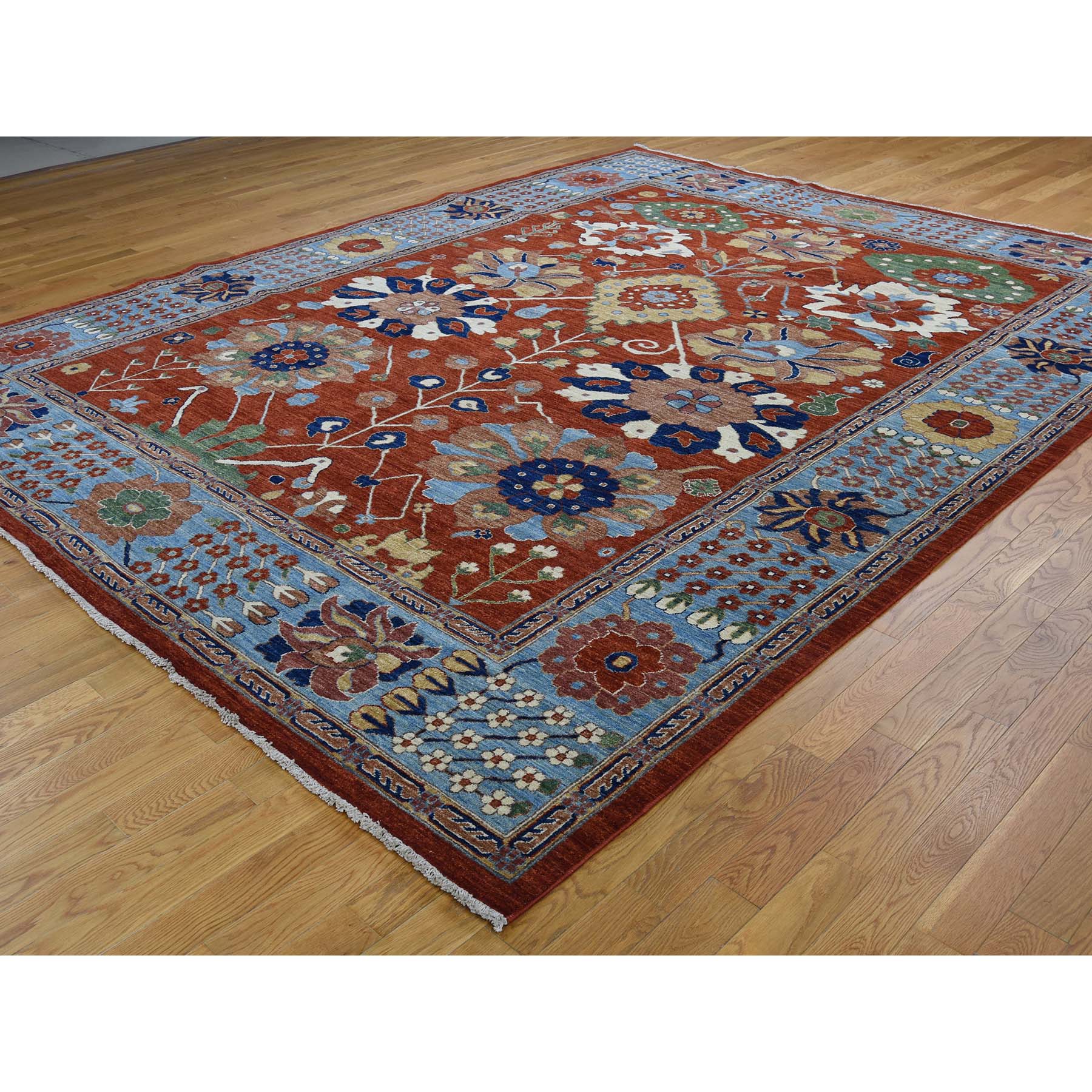 9-4 x 11-9- Hand-Knotted Peshawar Mahal Design With Wide Border Oriental Rug 
