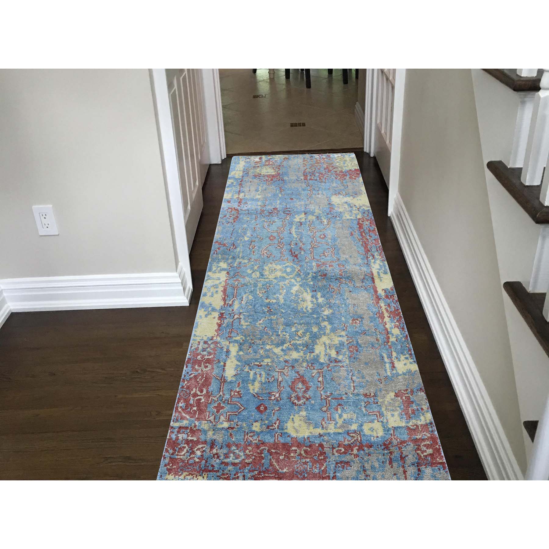 2-5 x6- Hand-Knotted Silk With Oxidized Wool Broken Design Runner Rug 