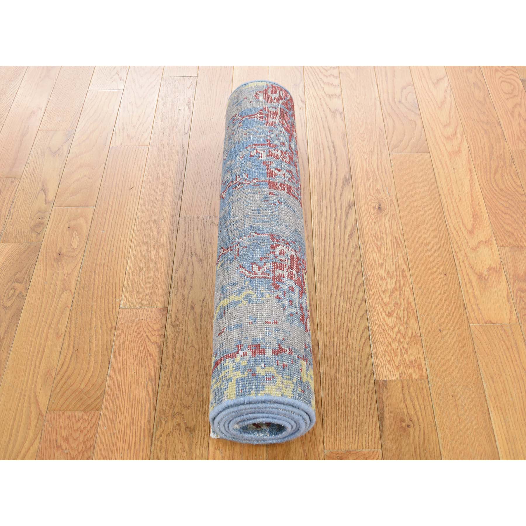 2-5 x6- Hand-Knotted Silk With Oxidized Wool Broken Design Runner Rug 
