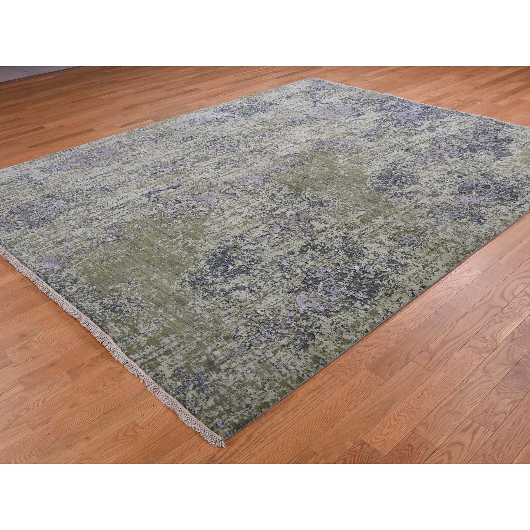 8-1 x10- Pure Silk Modern Abstract Design Hand-Knotted Rug 