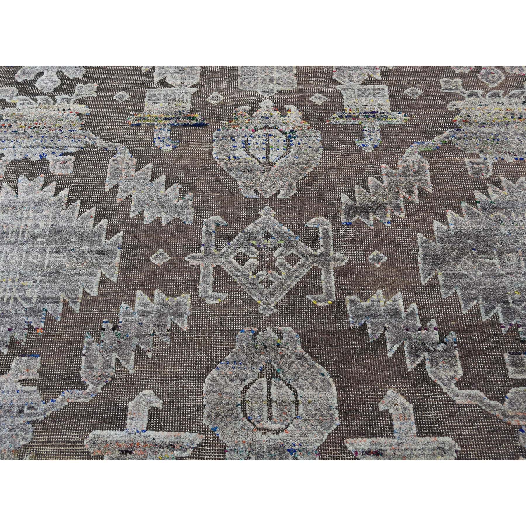 8-10 x12- Chocolate Brown Art Silk And Textured Wool Hand-Knotted Oriental Rug 