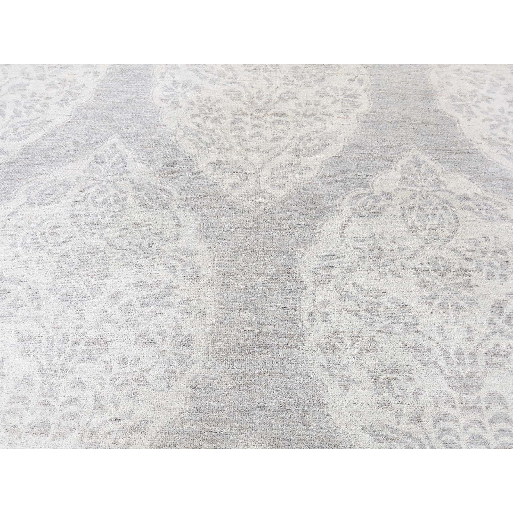 8-8 x13-4  Long And Narrow Peshawar Flower Design Grey Hand-Knotted Oriental Rug 