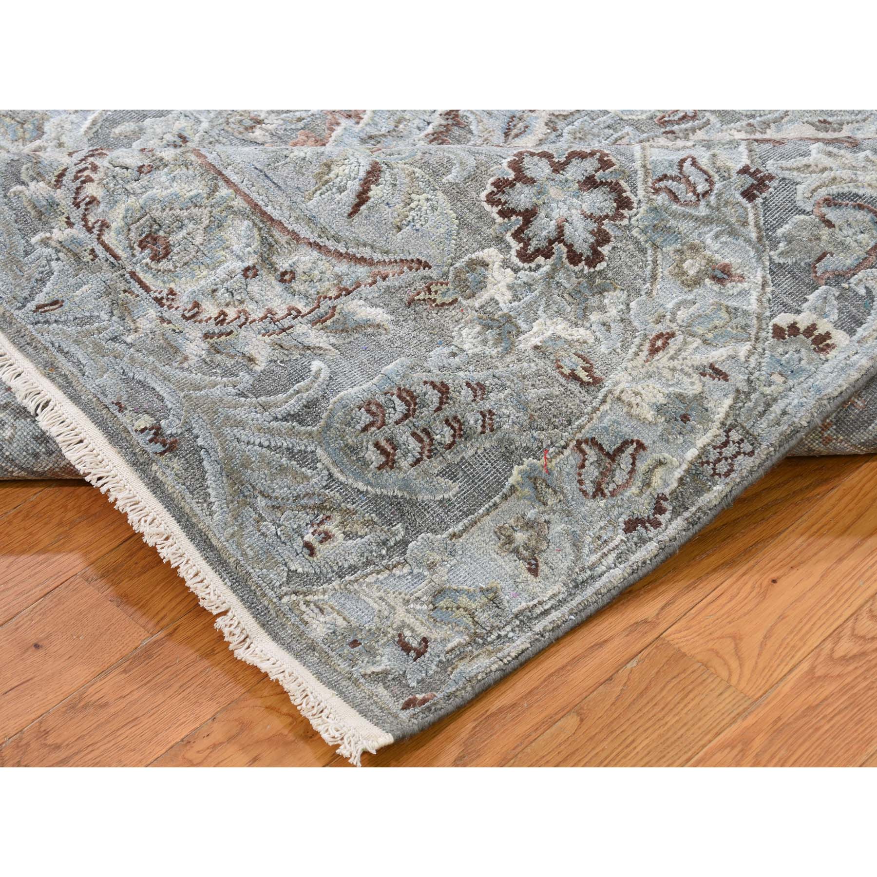 9-x12-2  Mughal Design Pure Silk With Textured Wool Hand-Knotted Oriental Rug 