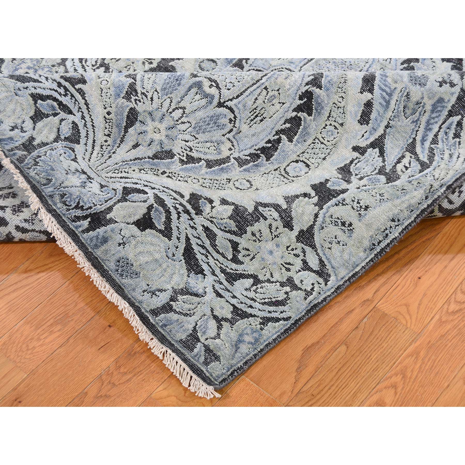9-x12-2  Pure Silk With Textured Wool Lotus Flower Design Hand-Knotted Rug 