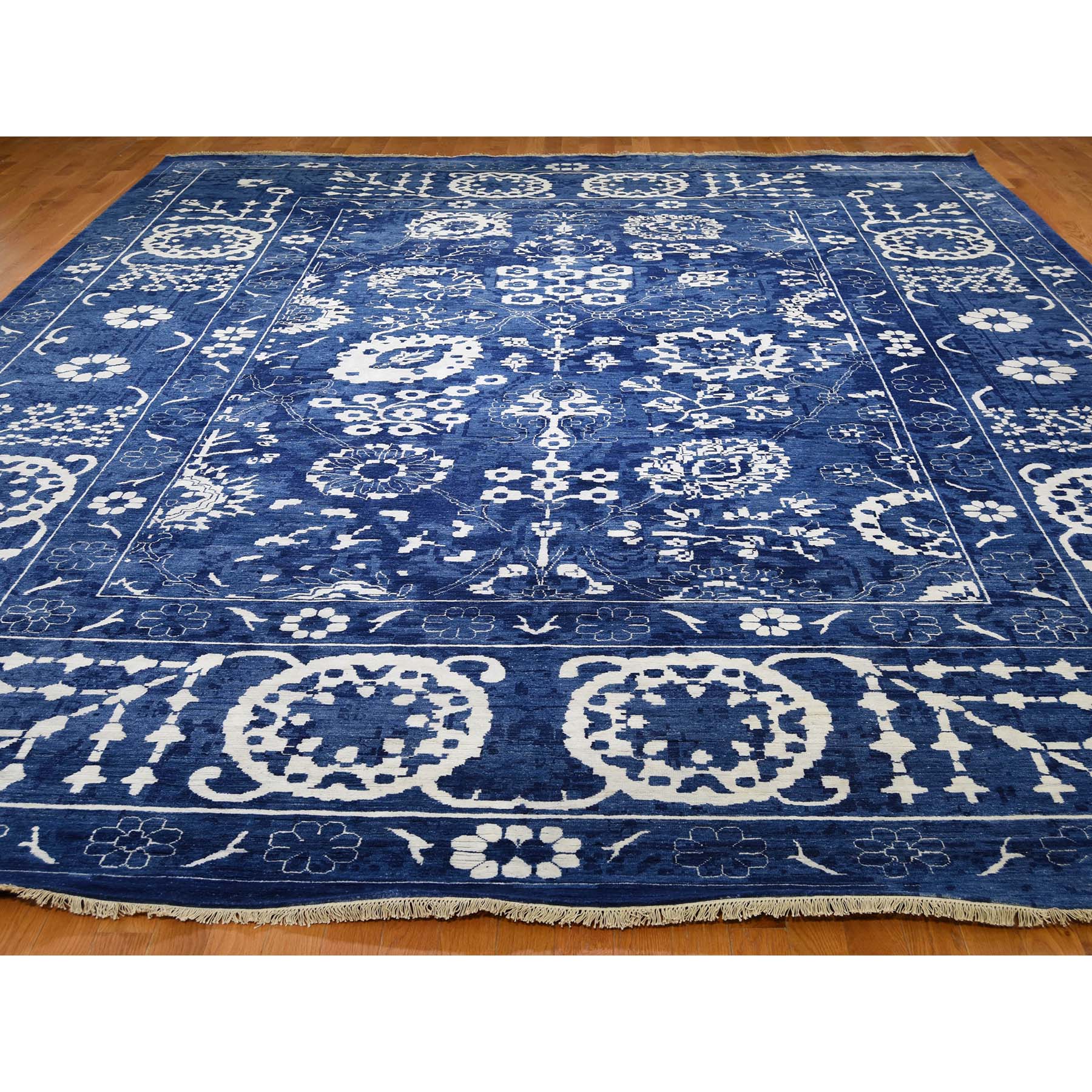 12-x15-2  Hand-Knotted Wool and Silk Tone on Tone Tabriz Oversize Oriental Rug 