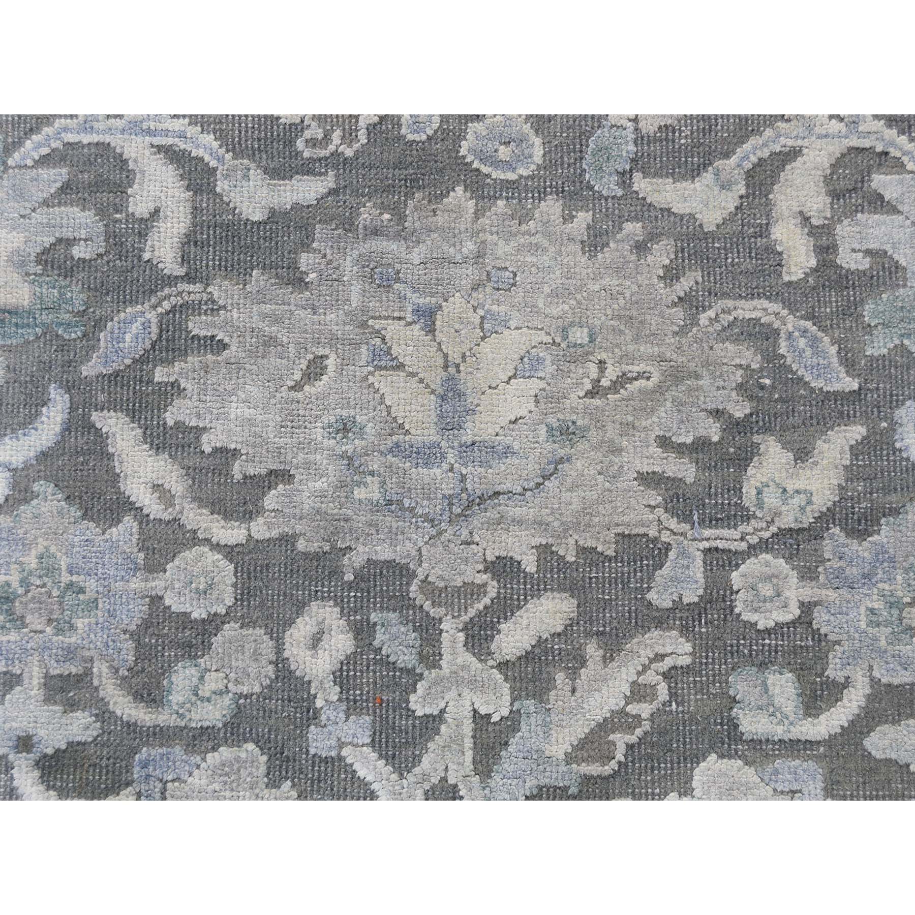 8-1 x10- Hand-Knotted Oushak Influence Silk Textured Wool Oriental Rug 