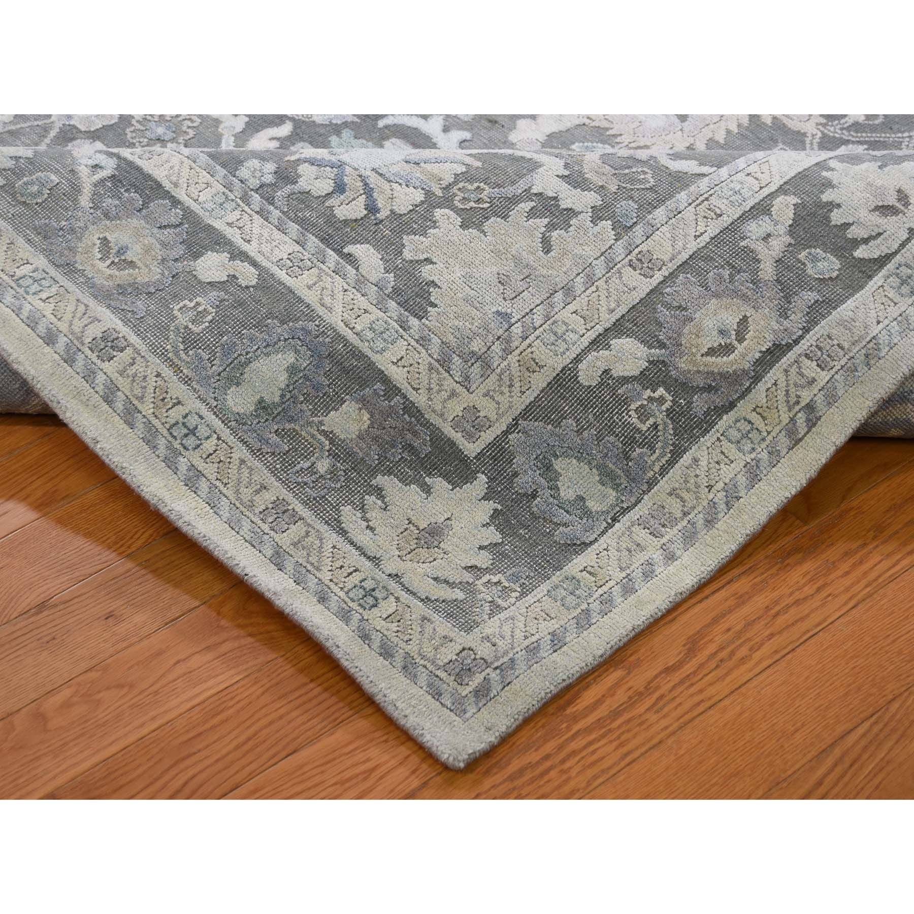 9-x12- Hand-Knotted Oushak Influence Pure Silk With Textured Wool Oriental Rug 