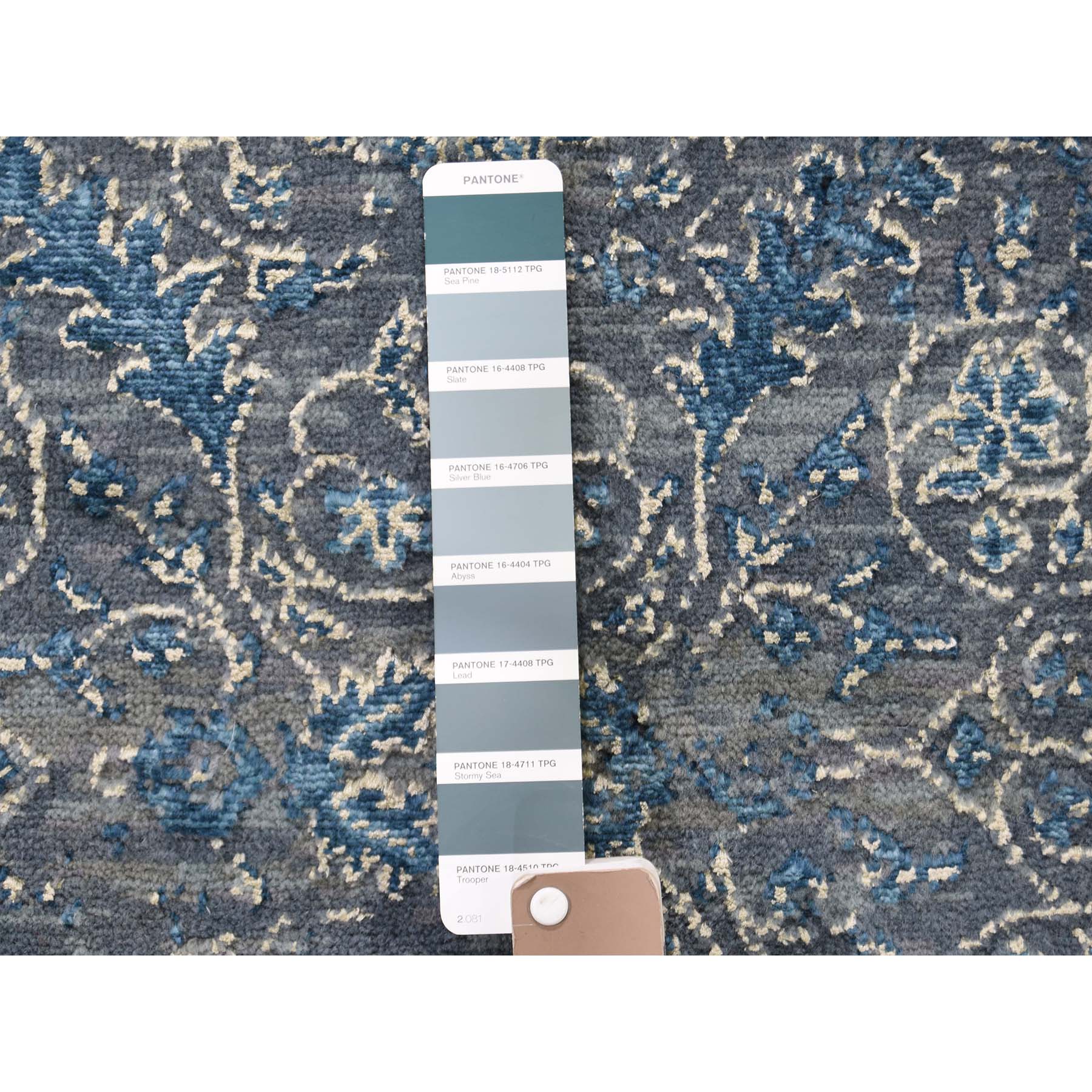 2-8 x6- Modern Wool & Silk Blue Cast Runner Hand-Knotted Oriental Rug 