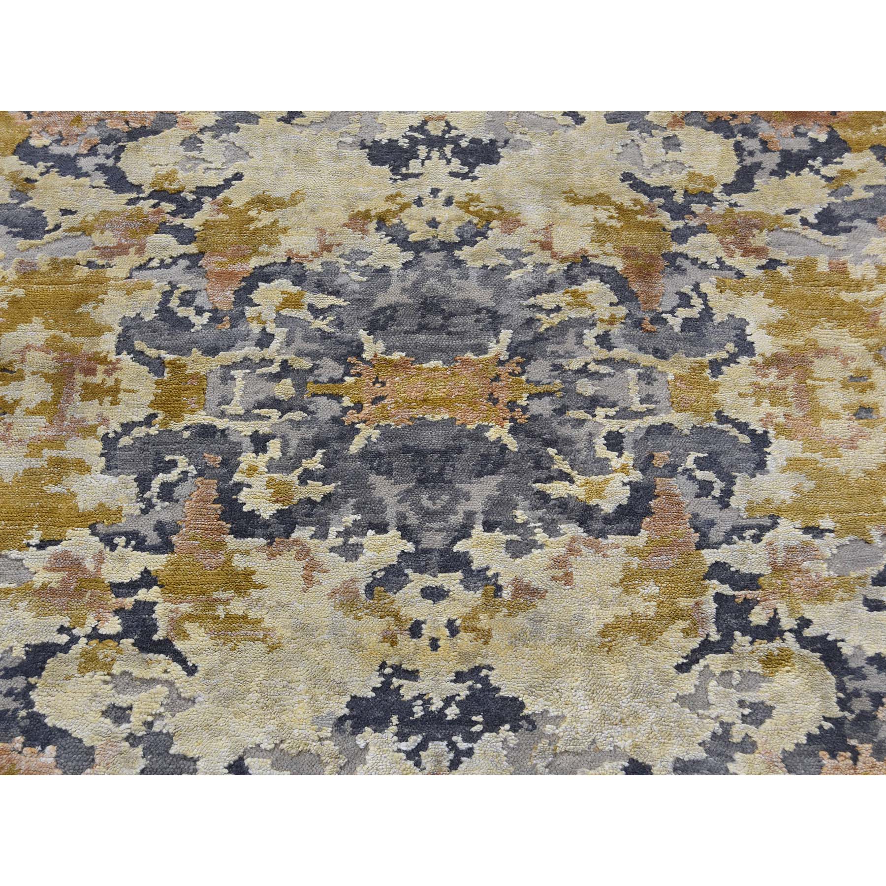 6-1 x8-10  Wool And Silk Abstract Design Hand-Knotted Oriental Rug 