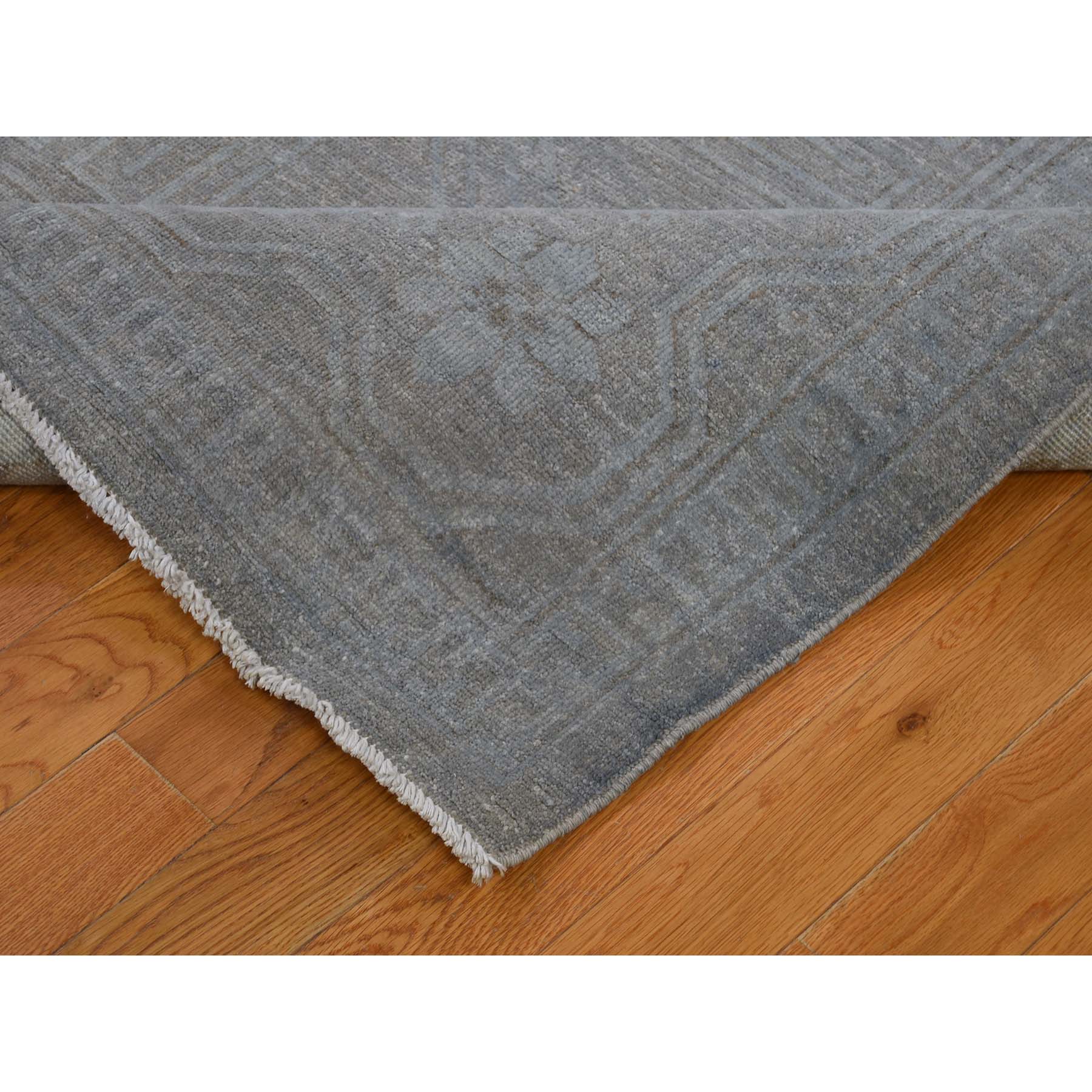 9-x11-7  Pure Wool Overdyed Silver Washed Khotan Hand-Knotted Oriental Rug 