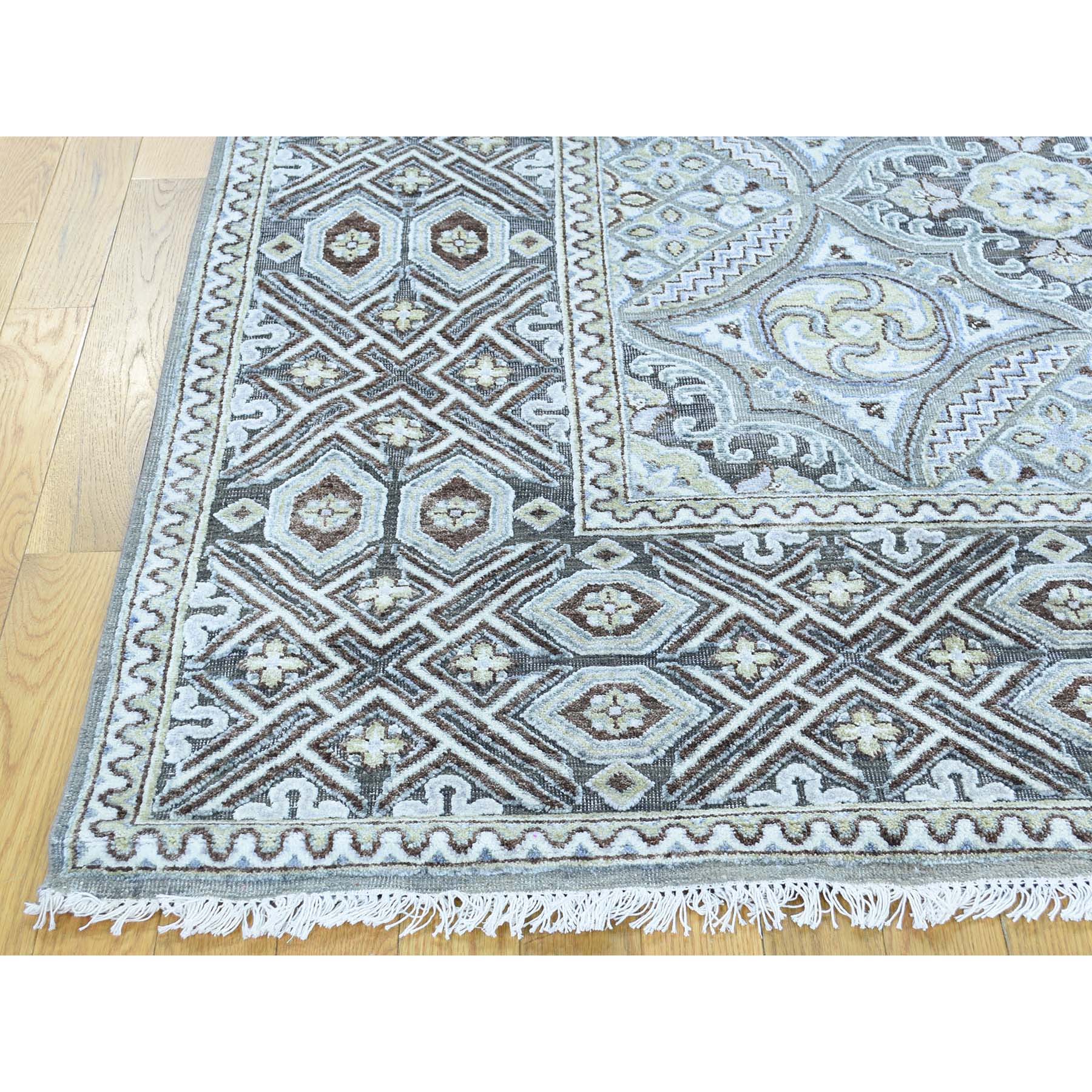 10-1 x14-4  Mughal Inspired Medallions Textured Wool and Silk Hand-Knotted Oriental Rug 