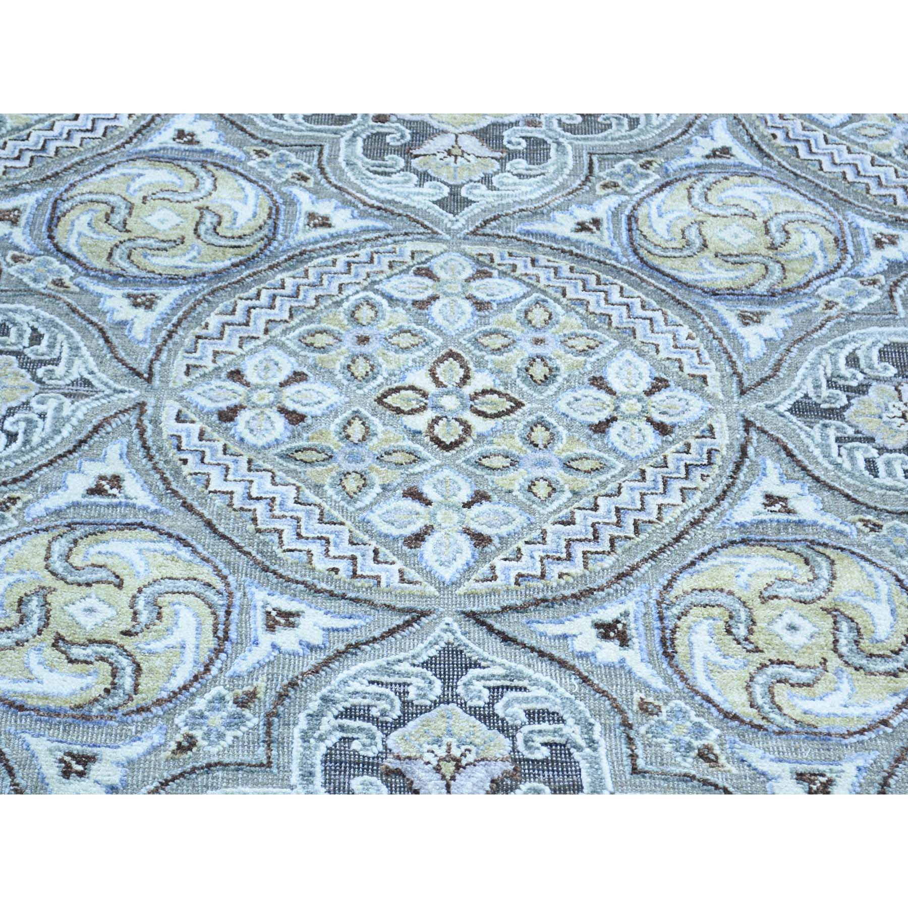 10-1 x14-4  Mughal Inspired Medallions Textured Wool and Silk Hand-Knotted Oriental Rug 