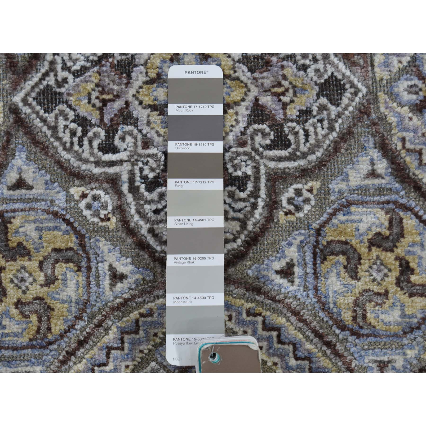 2-1 x3-2  Mughal Inspired Medallions Textured Wool and Silk Hand-Knotted Oriental Rug 